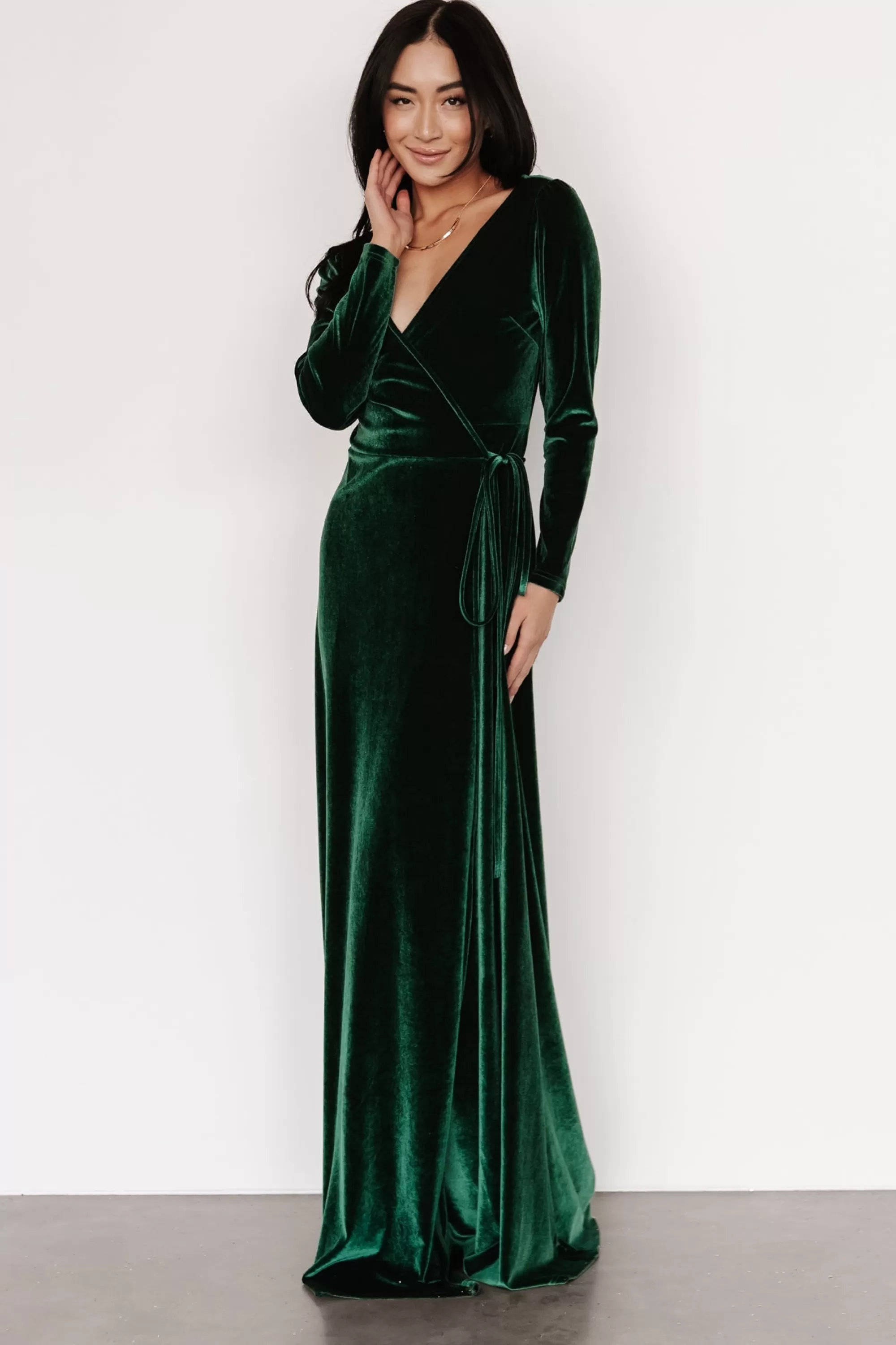 Baltic Born bump friendly | WINTER ESSENTIALS | Esmerelda Velvet Wrap Maxi Dress | Forest