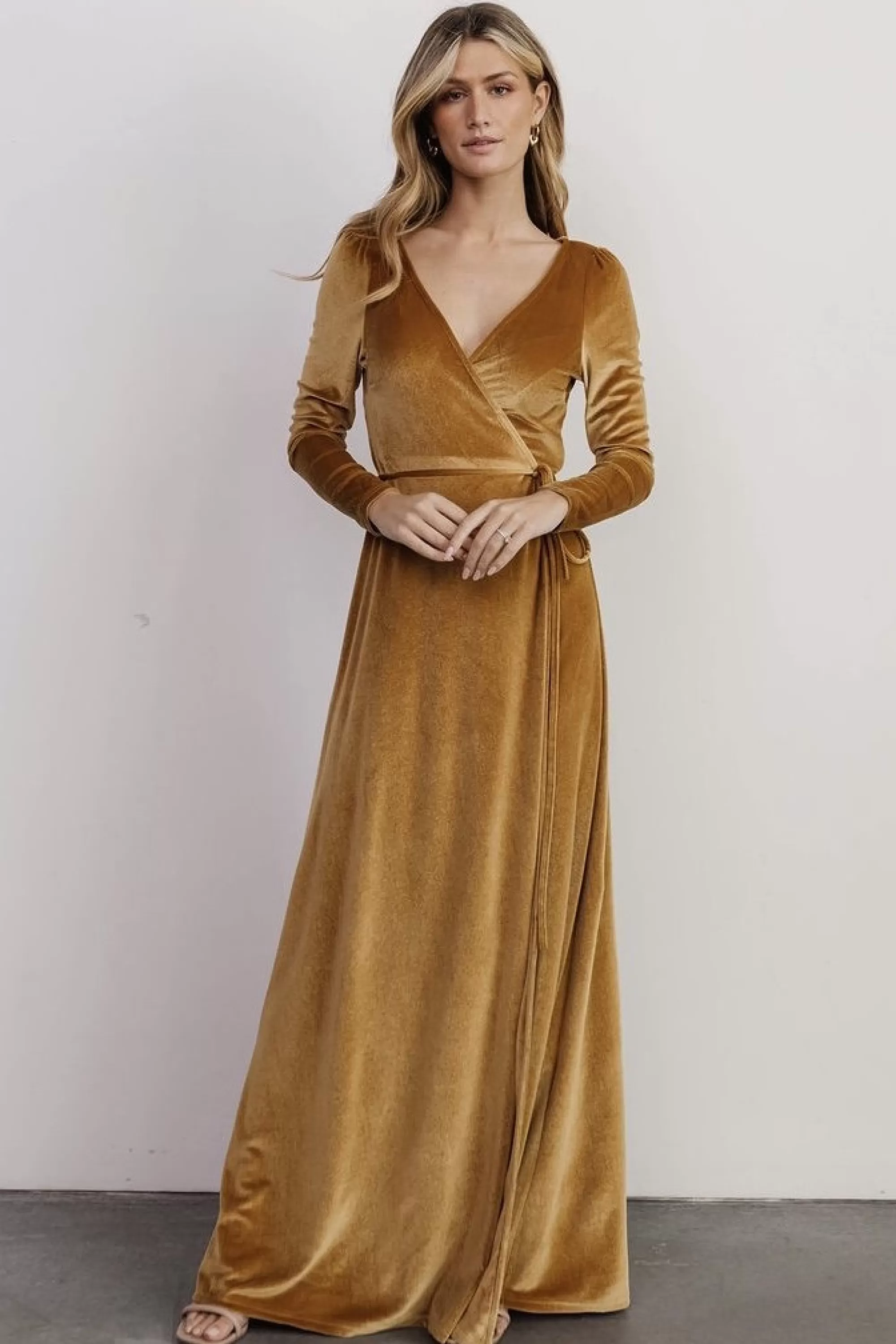 Baltic Born SALE | WINTER ESSENTIALS | Esmerelda Velvet Wrap Maxi Dress | Gold