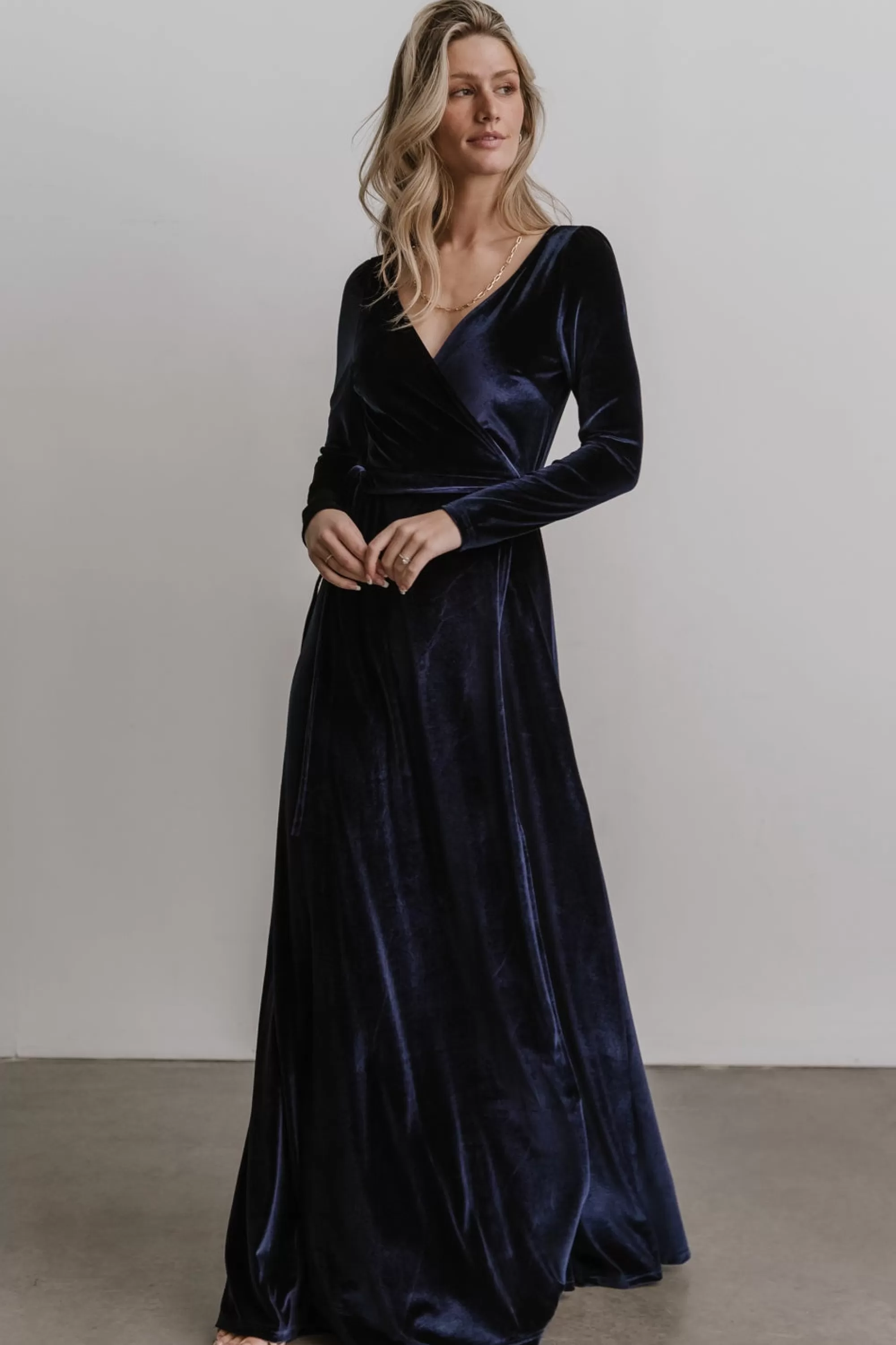 Baltic Born WINTER ESSENTIALS | SALE | Esmerelda Velvet Wrap Maxi Dress | Navy