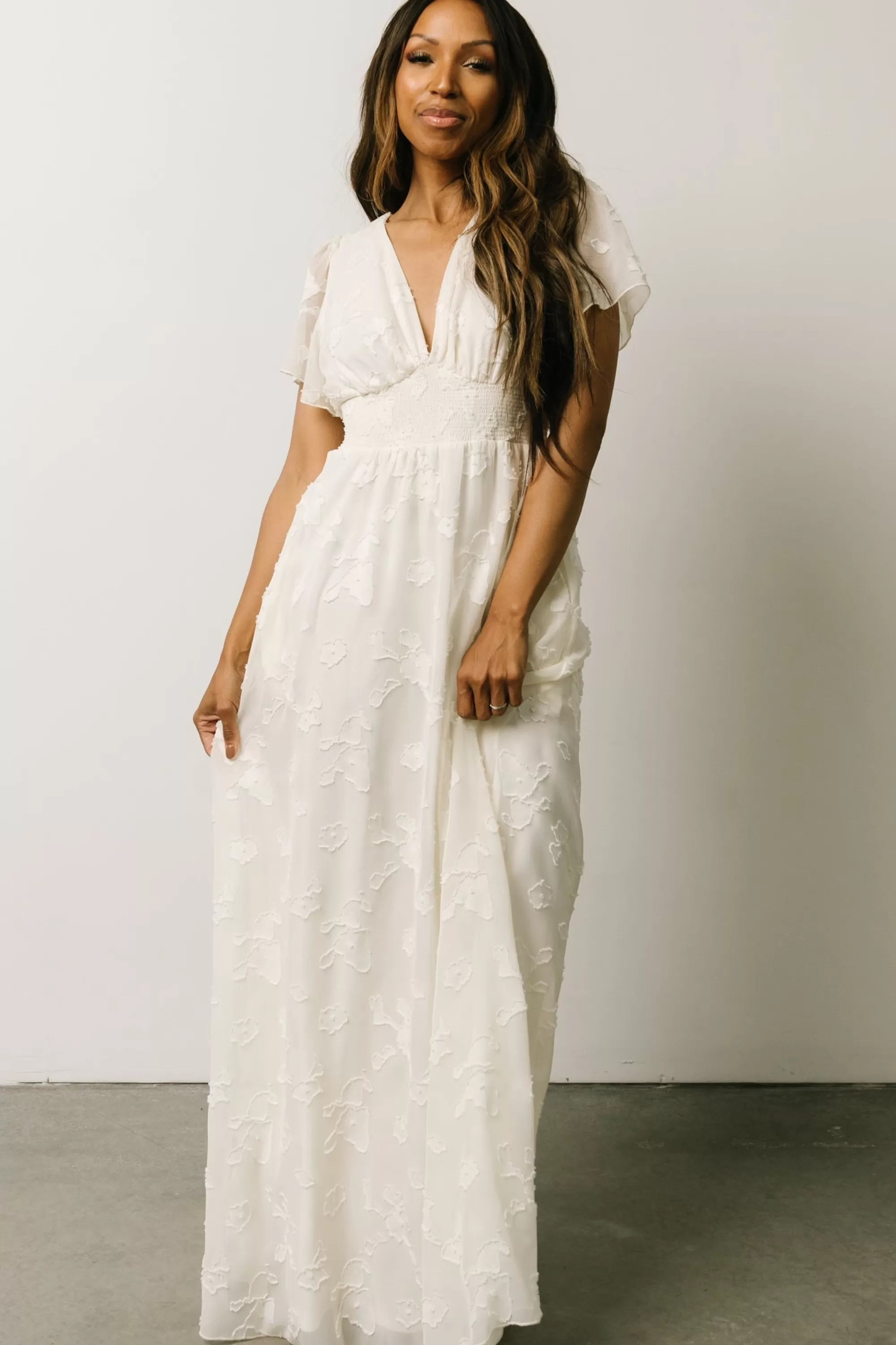 Baltic Born SALE | Evelyn Smocked Maxi Dress | Off White