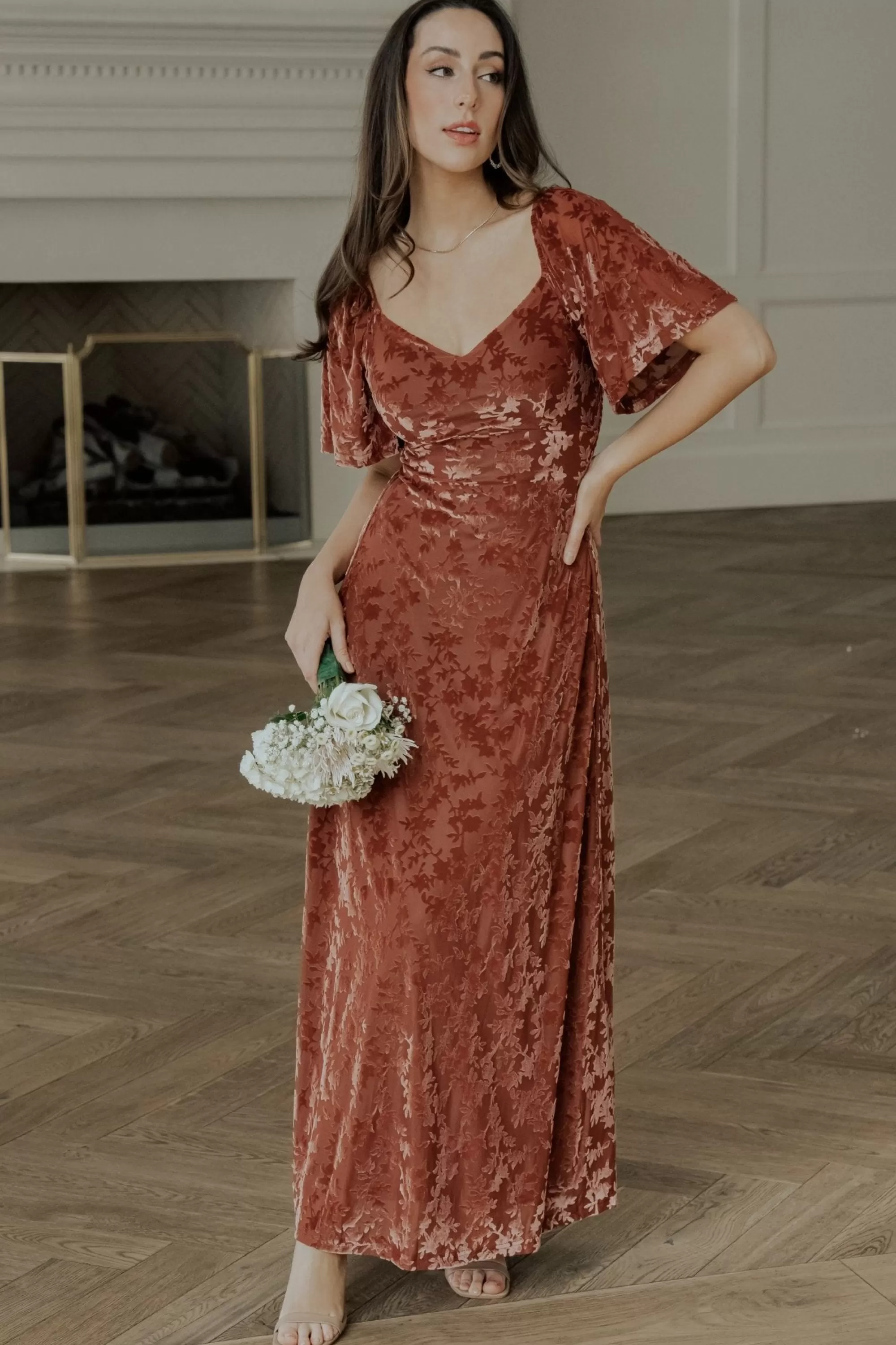 Baltic Born maxi dresses | WEDDING SUITE | Everley Velvet Maxi Dress | Cinnamon