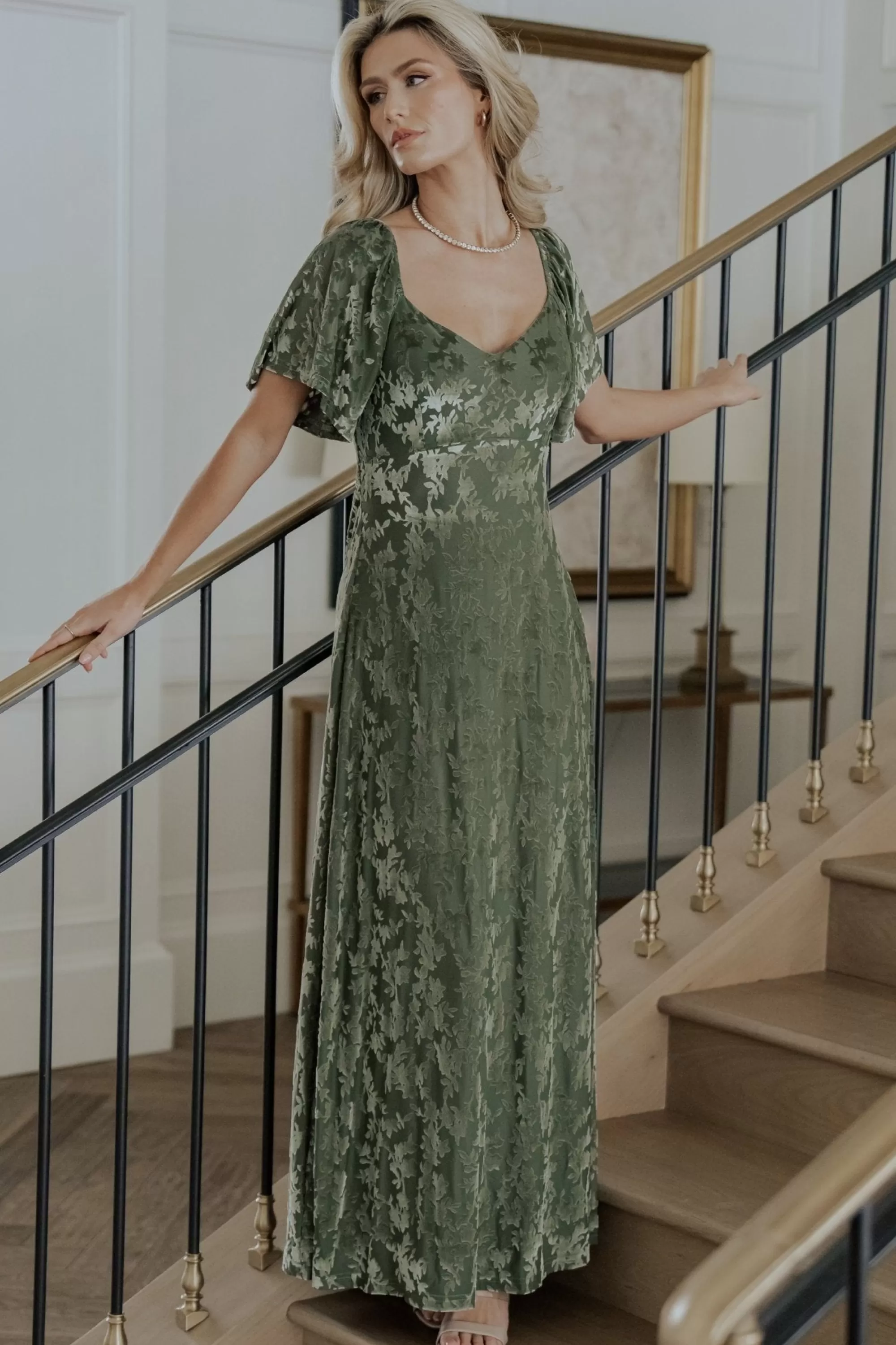 Baltic Born maxi dresses | WEDDING SUITE | Everley Velvet Maxi Dress | Dark Sage