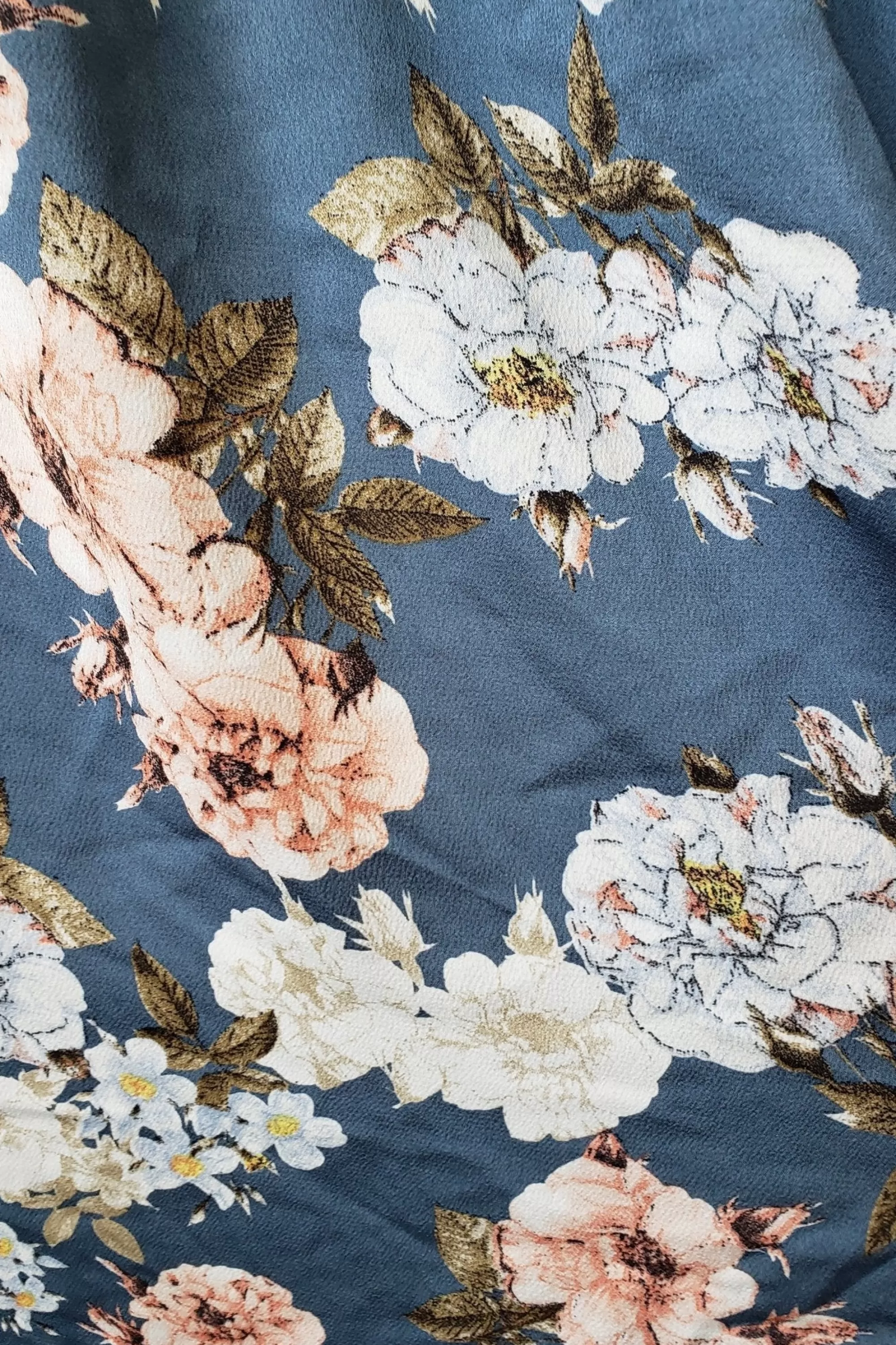 Baltic Born fabric swatches | Fabric Swatch - Sicily Satin | Blue Floral