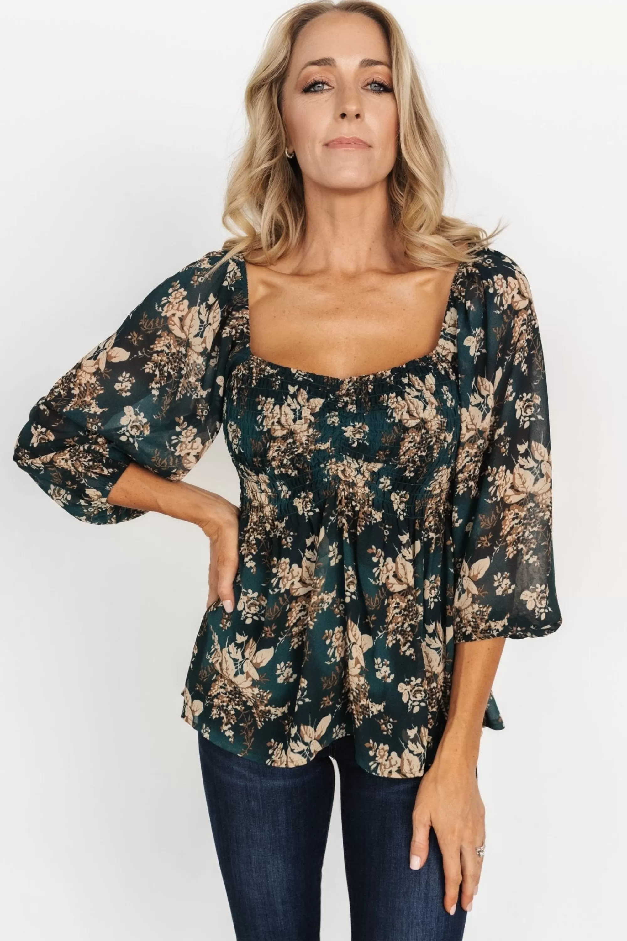 Baltic Born blouses + shirts | Fenna Smocked Top | Topaz Floral