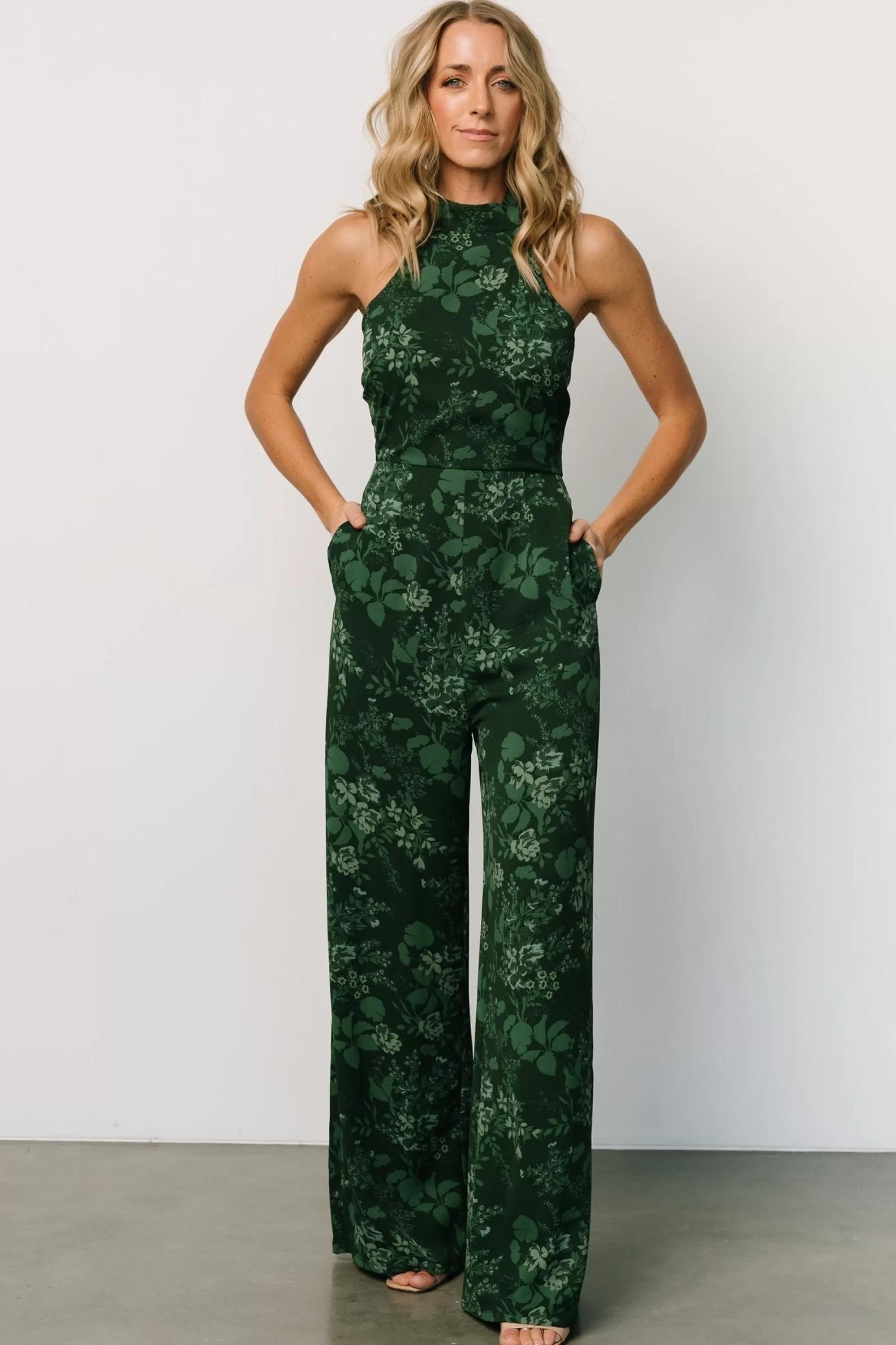 Baltic Born JUMPSUITS + ROMPERS | Freya Halter Jumpsuit | Emerald Floral