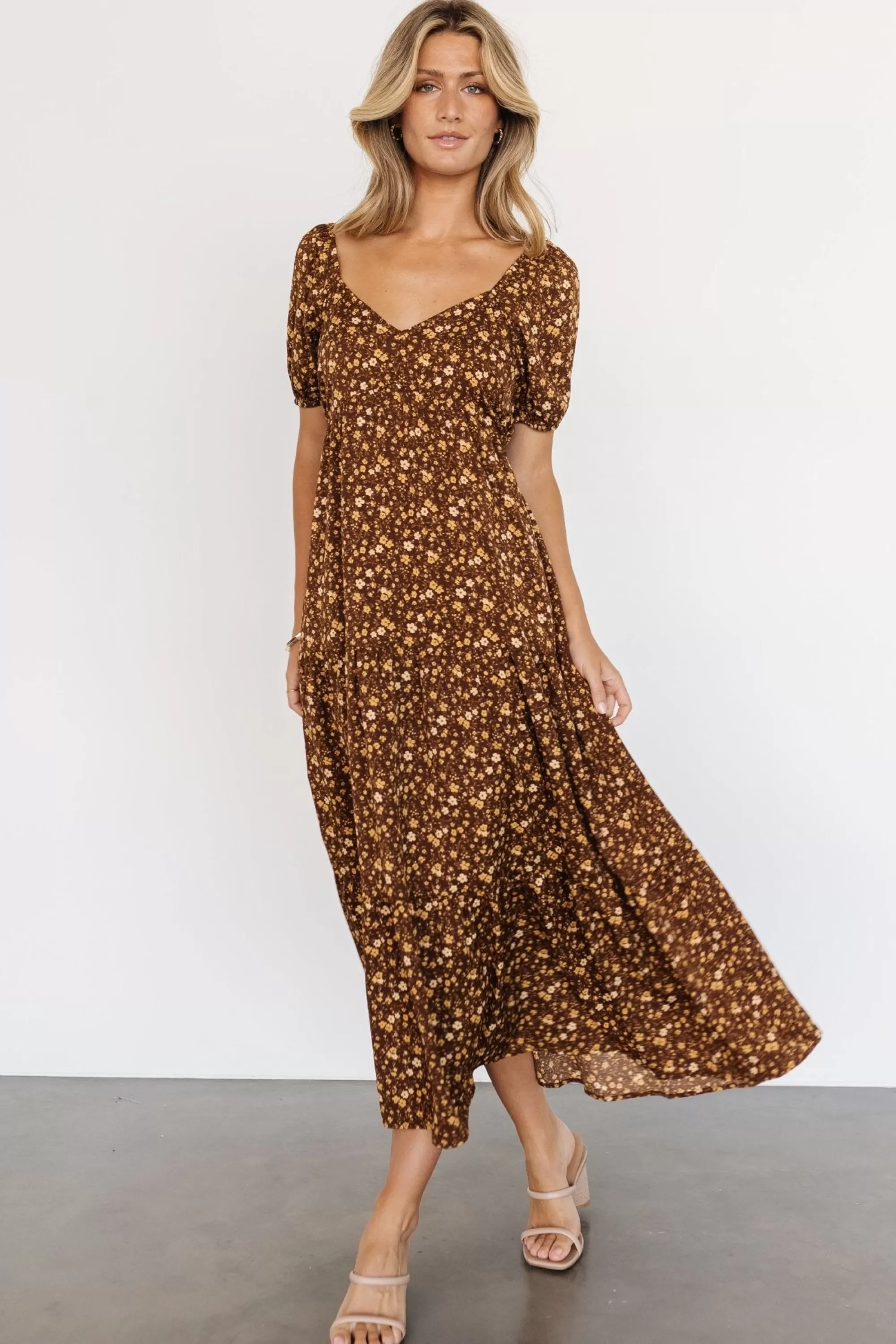 Baltic Born maxi dresses | EXTENDED SIZING | Gables Puff Sleeve Maxi Dress | Brown Multi