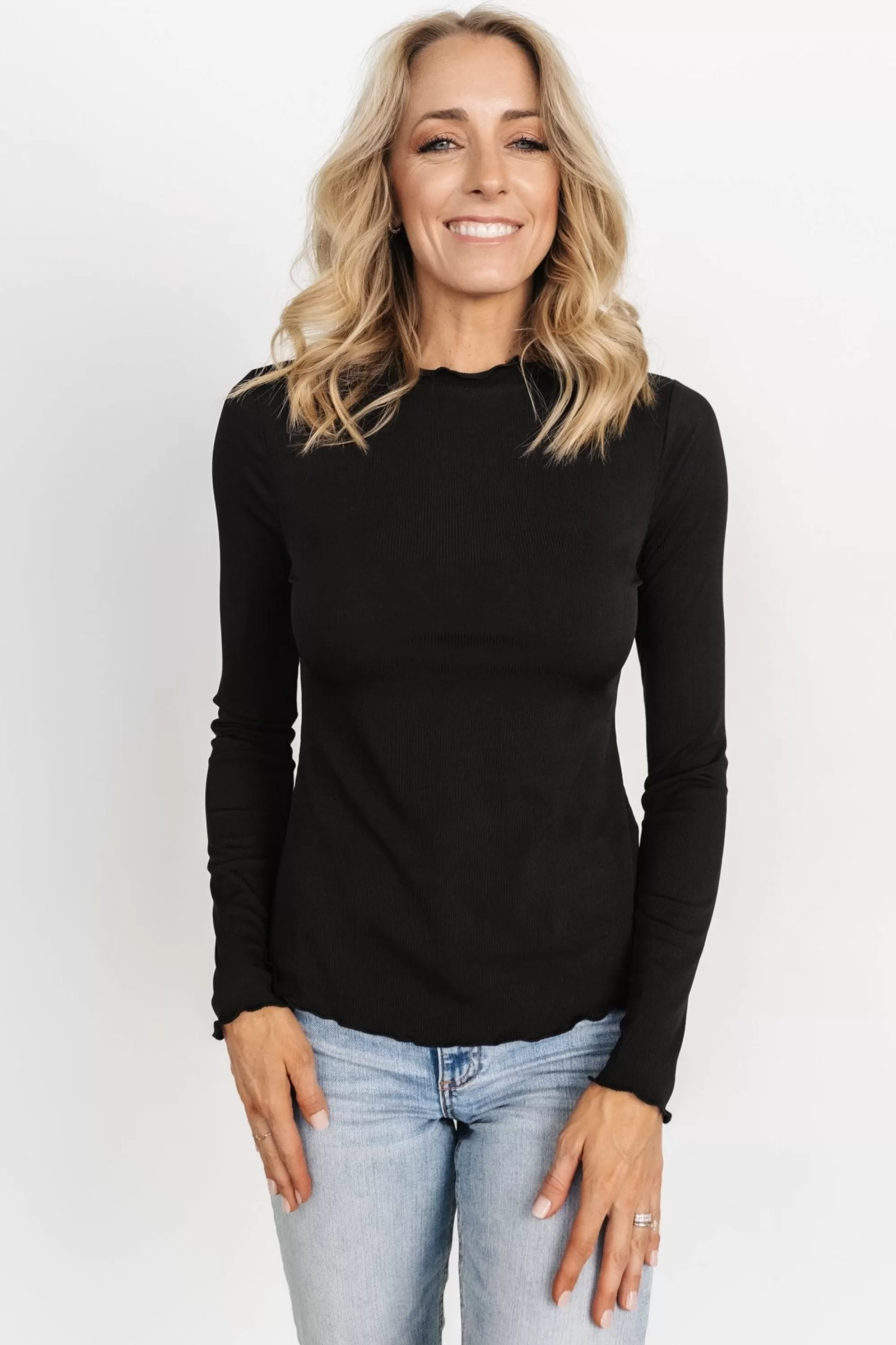 Baltic Born blouses + shirts | Gale Ribbed Top | Black