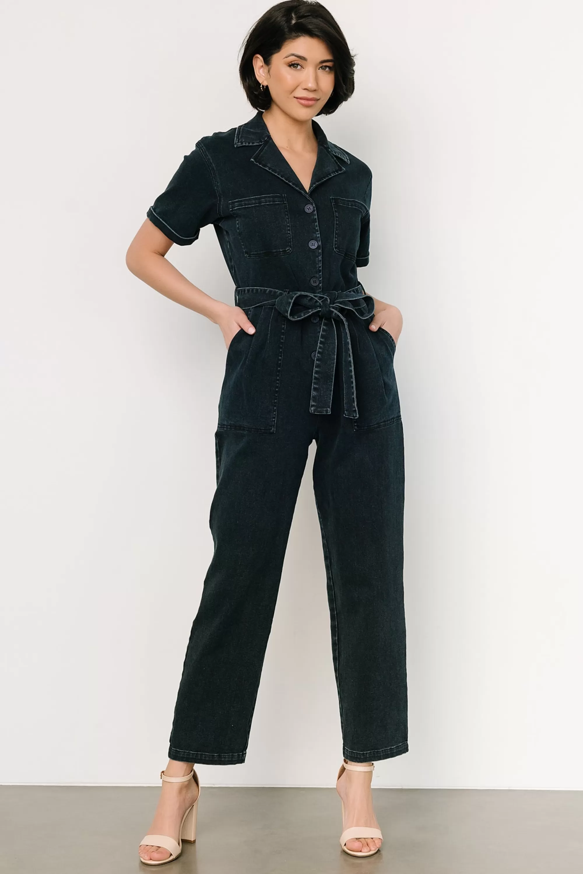 Baltic Born WINTER ESSENTIALS | Geneva Button Jumpsuit | Washed Black