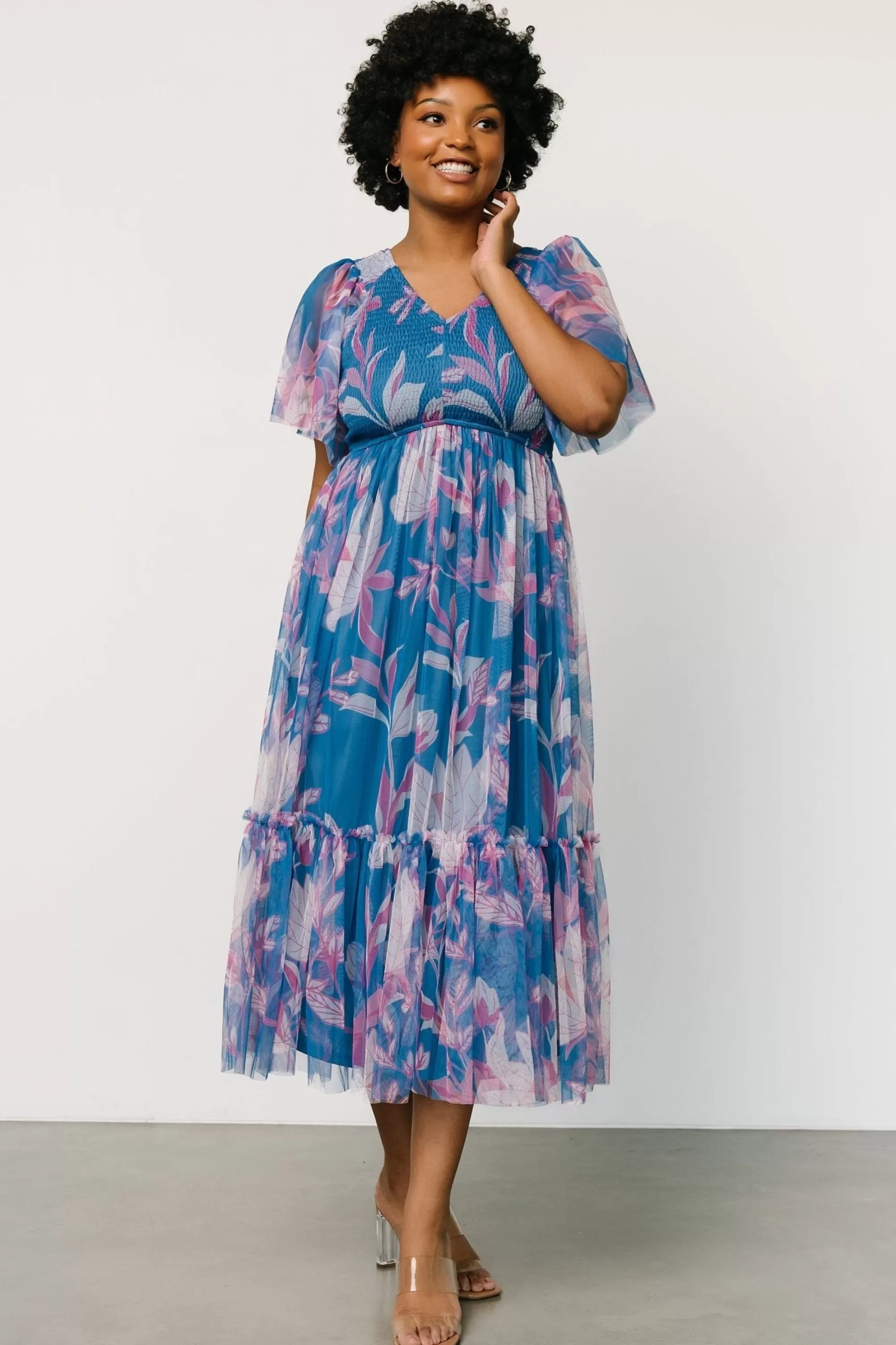 Baltic Born tulle styles | Gracie Tulle Dress | Blue + Pink Floral