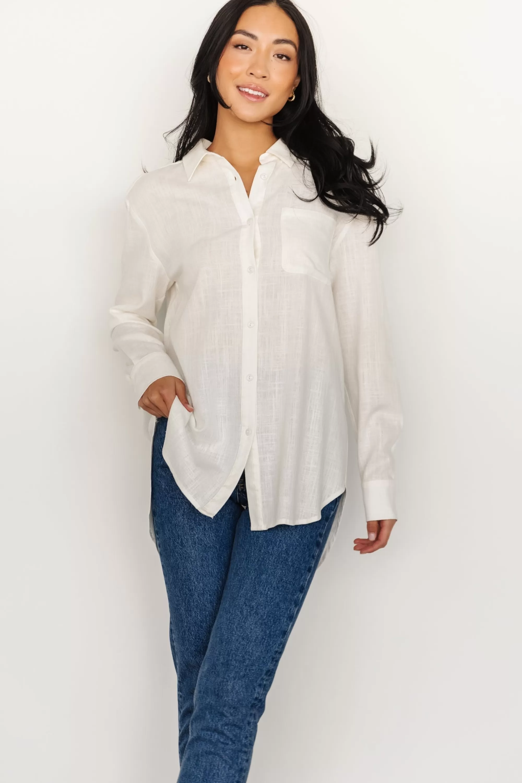 Baltic Born blouses + shirts | Harlan Linen Button Down Top | Off White