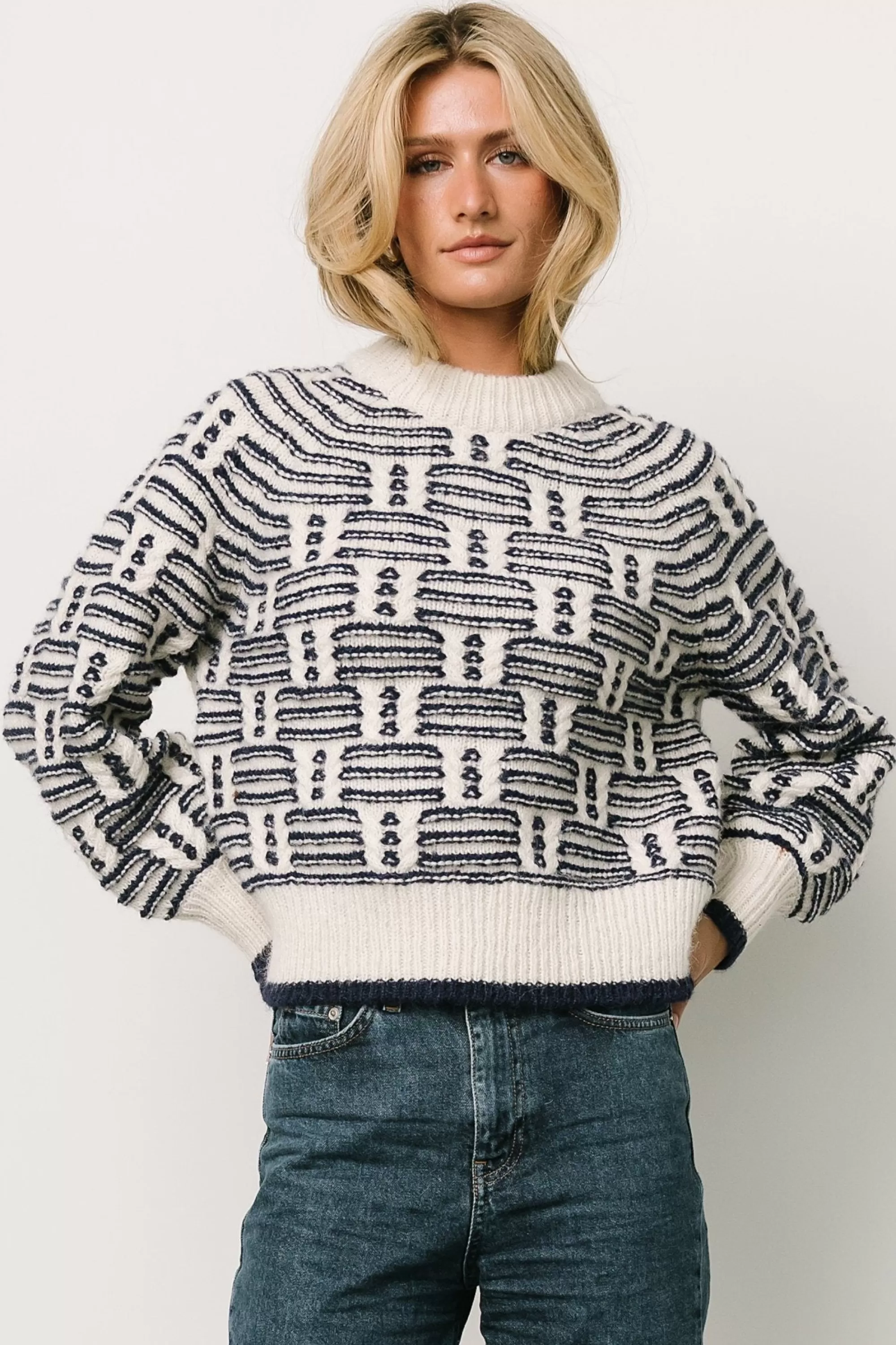 Baltic Born SALE | Hawthorne Knit Sweater | Navy + Ivory