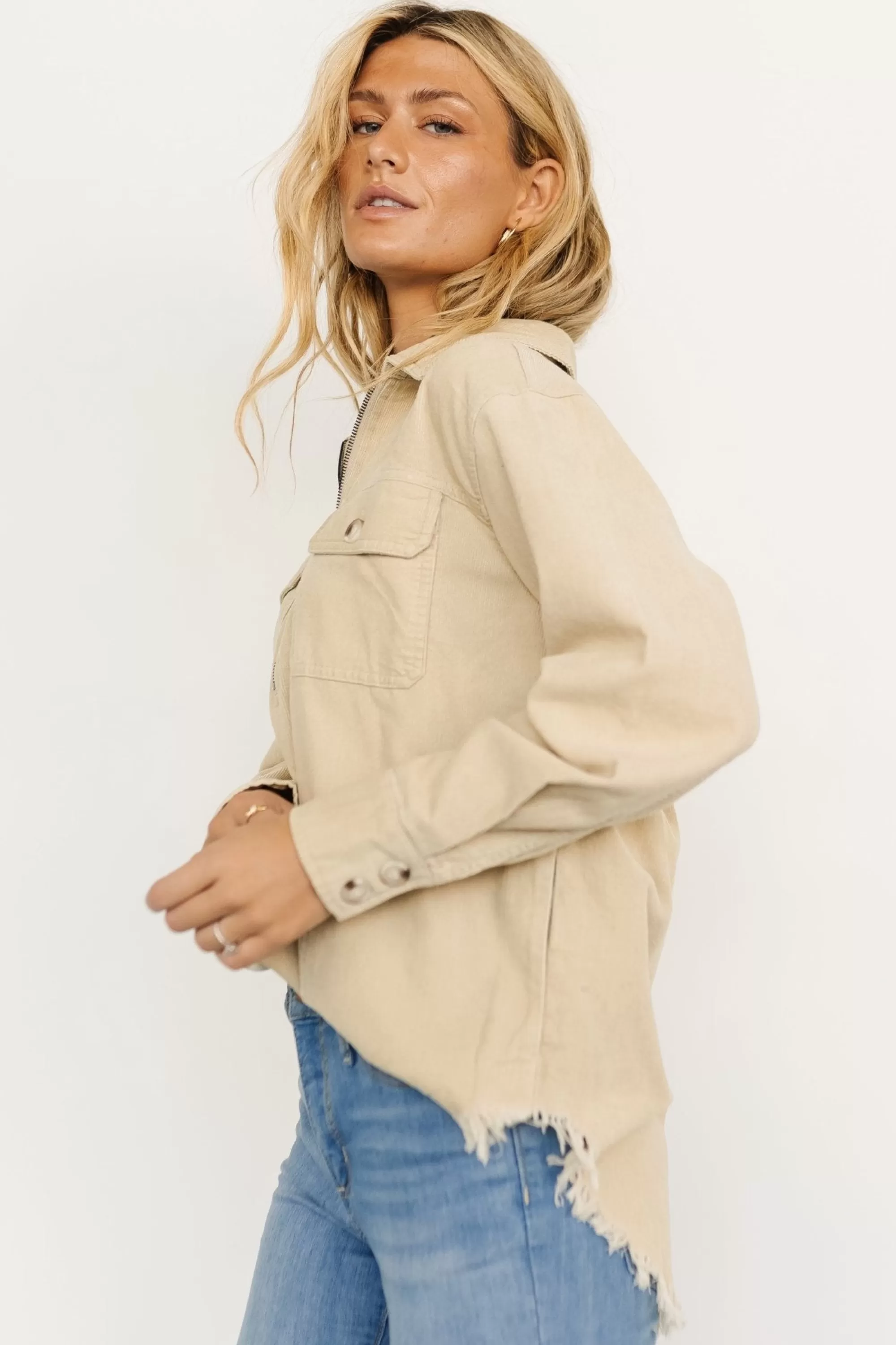 Baltic Born outerwear | Hector Half Zip Corduroy Top | Natural