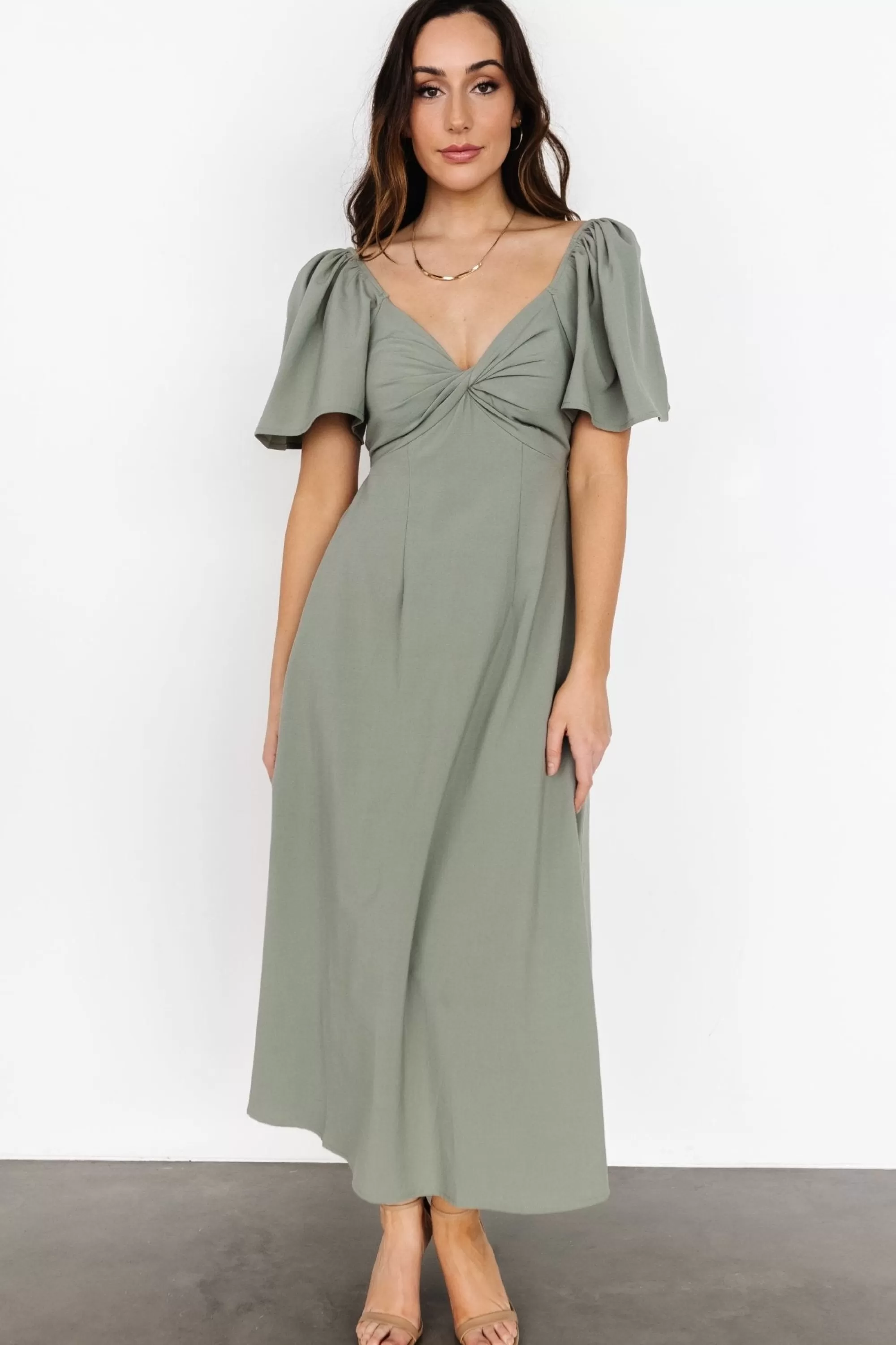 Baltic Born COMING SOON | Indie Back Tie Dress | Dusty Green