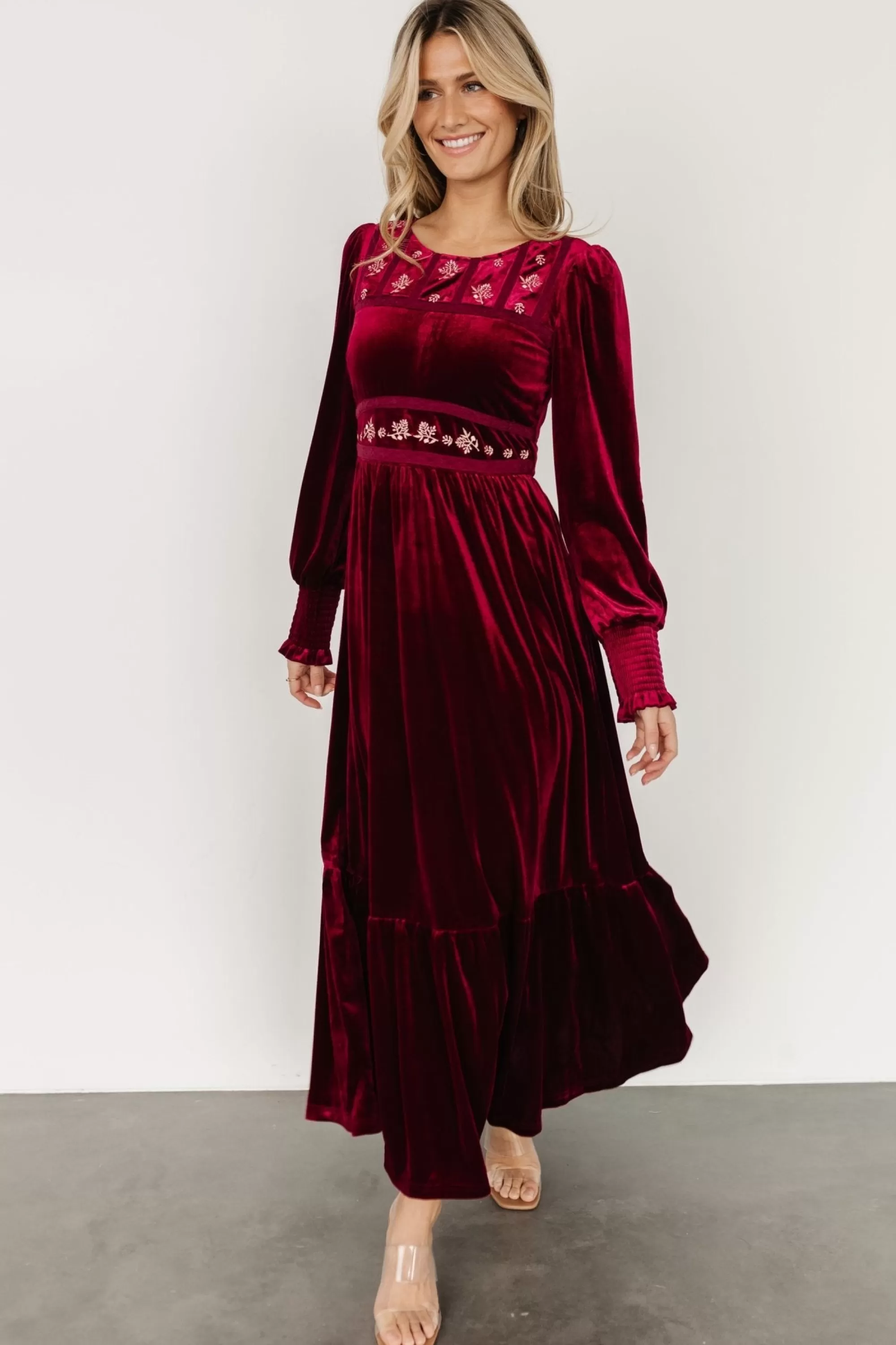 Baltic Born COMING SOON | Ingrid Velvet Maxi Dress | Merlot