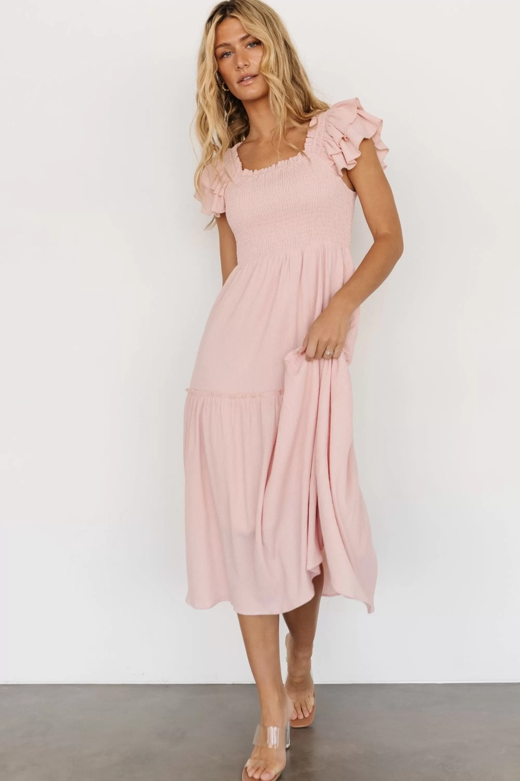 Baltic Born COMING SOON | Jacie Smocked Midi Dress | Blush