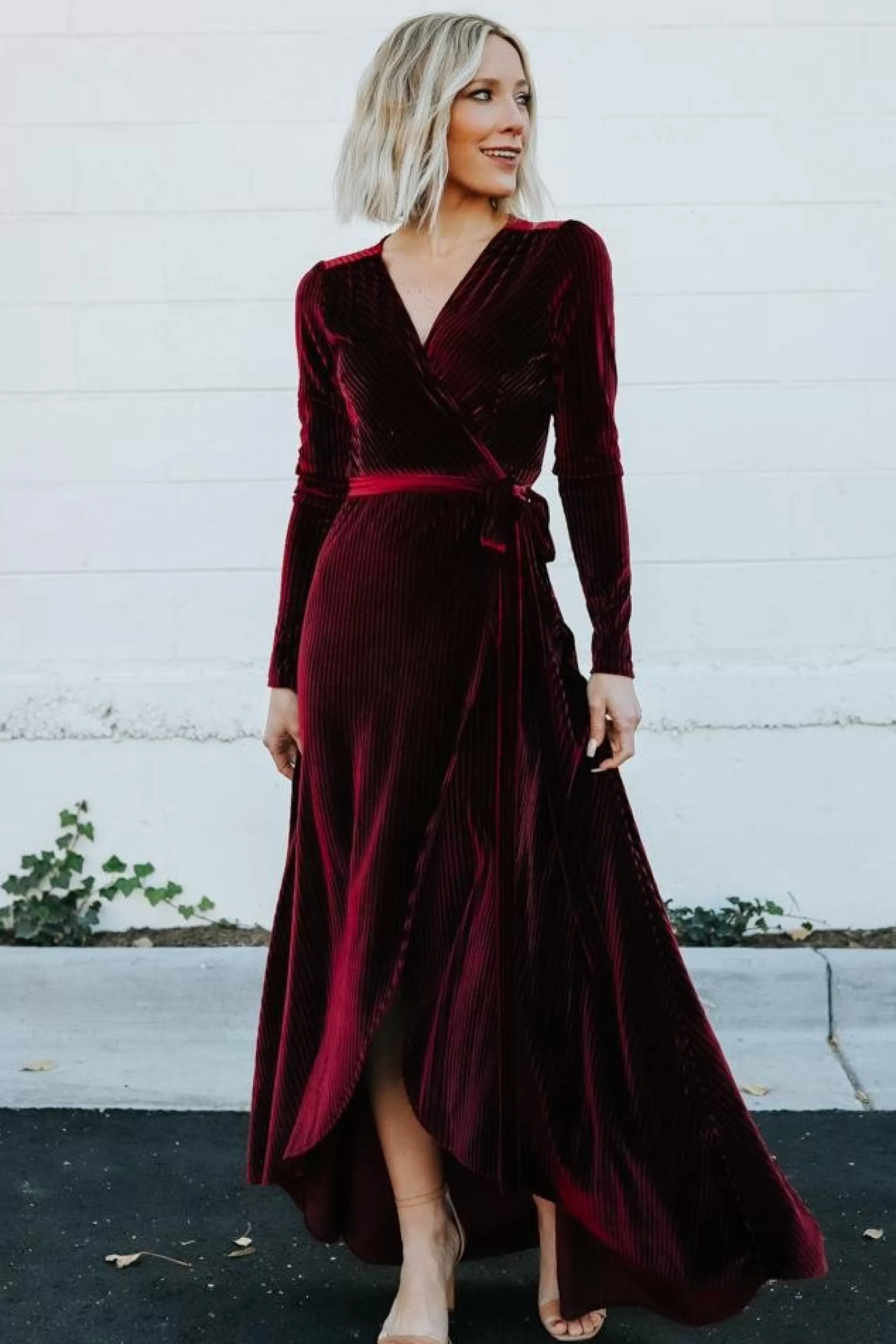 Baltic Born SALE | Jada Ribbed Velvet Wrap Dress | Mulberry