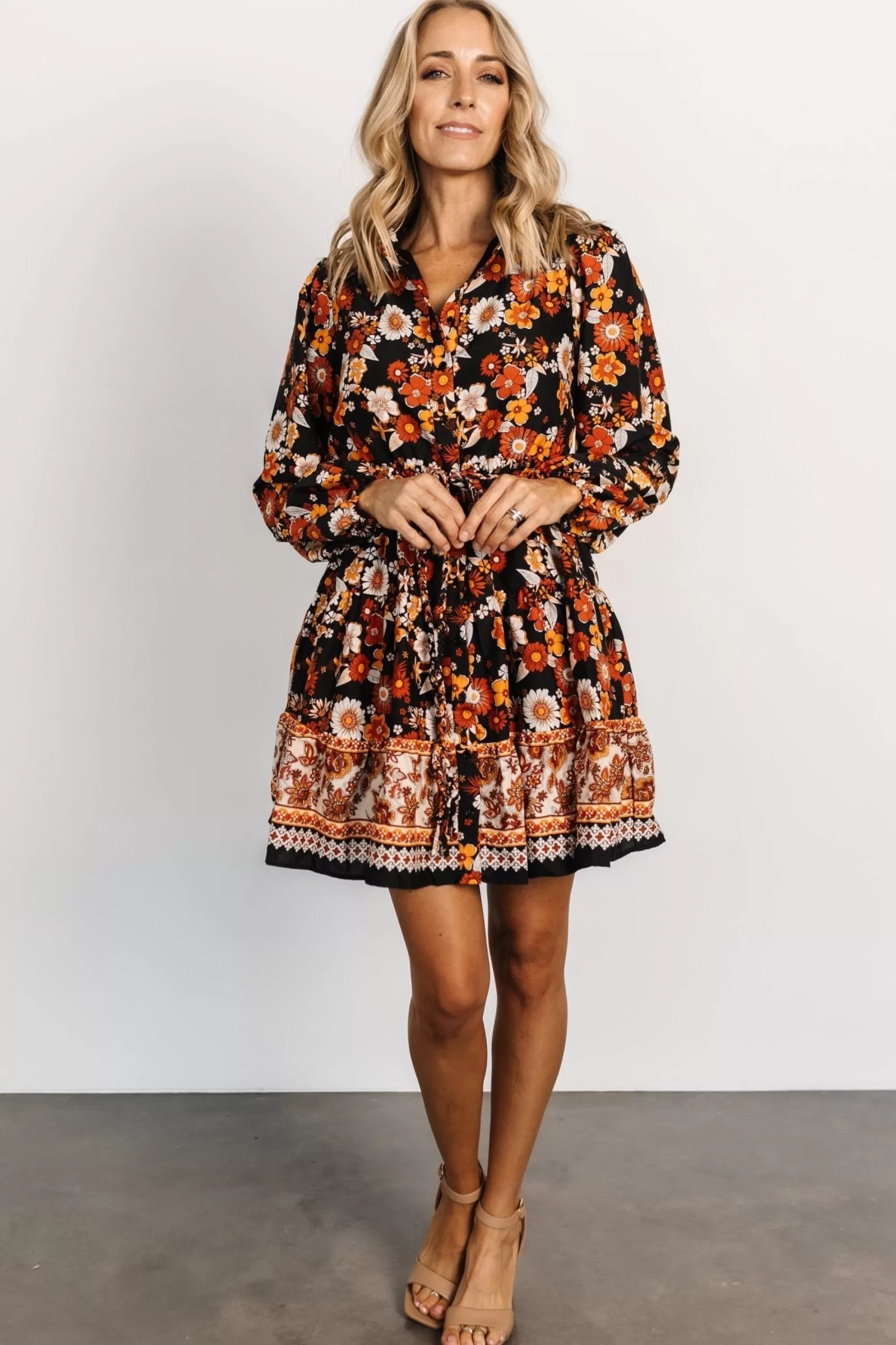 Baltic Born cover up | Jane Short Dress | Black Multi