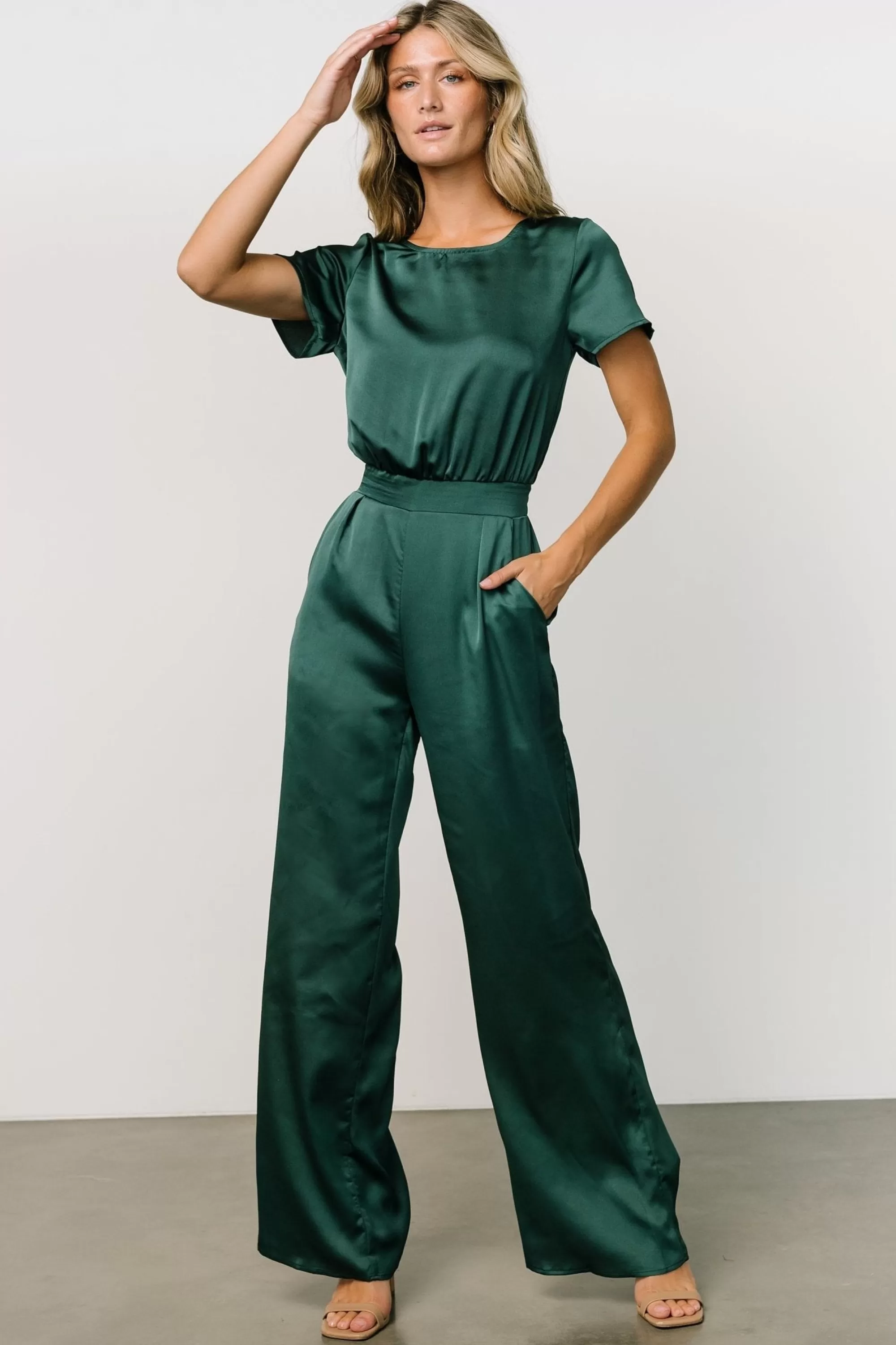 Baltic Born JUMPSUITS + ROMPERS | Jaxton Satin Jumpsuit | Hunter Green