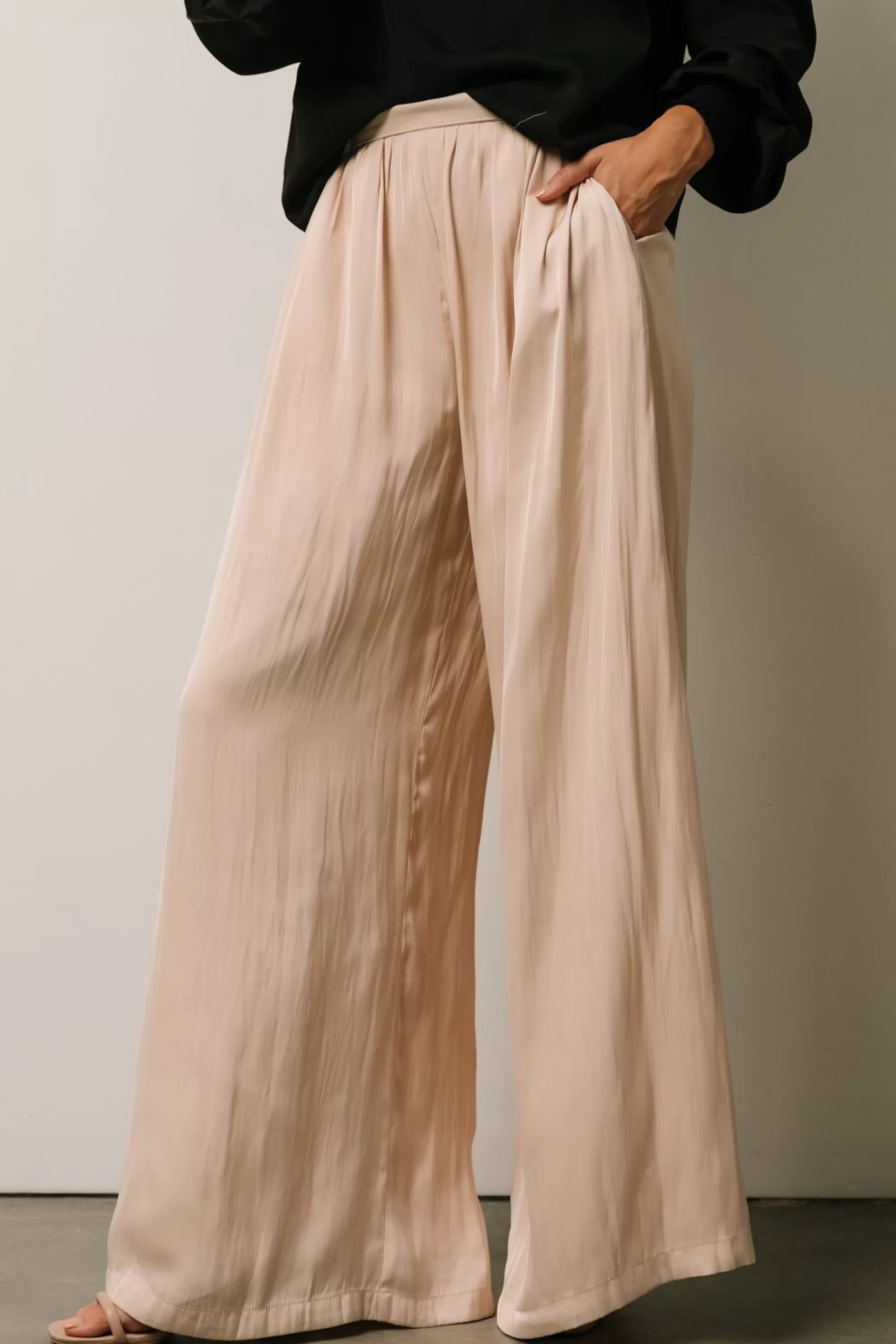 Baltic Born pants | WINTER ESSENTIALS | Jayla Palazzo Satin Pant | Champagne