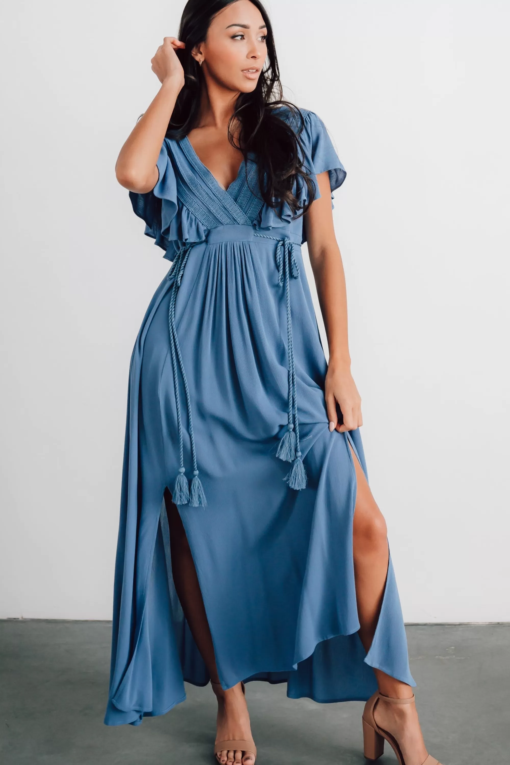 Baltic Born SALE | Jennifer Deep V Maxi Dress | Blue