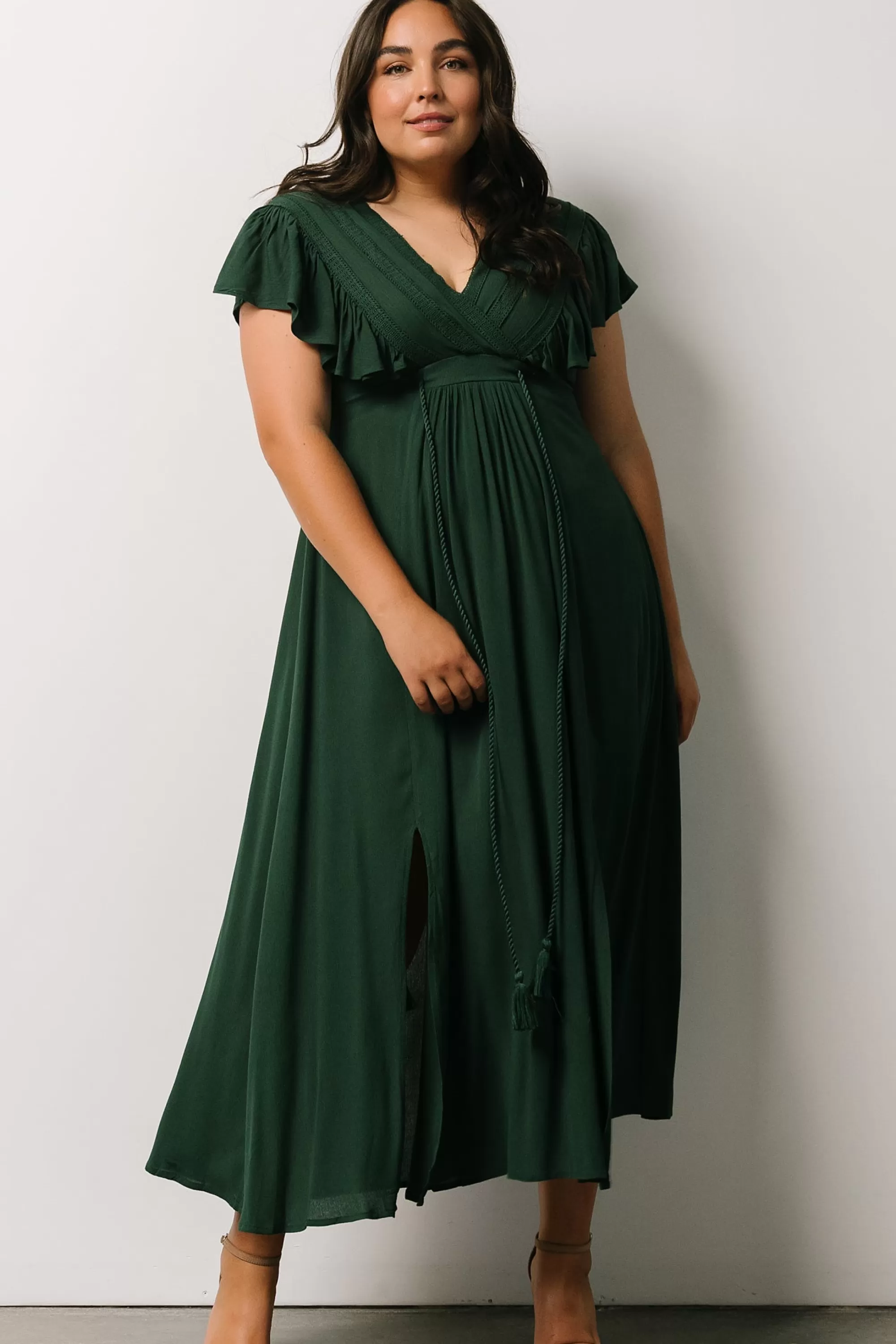 Baltic Born SALE | Jennifer Deep V Maxi Dress | Dark Green