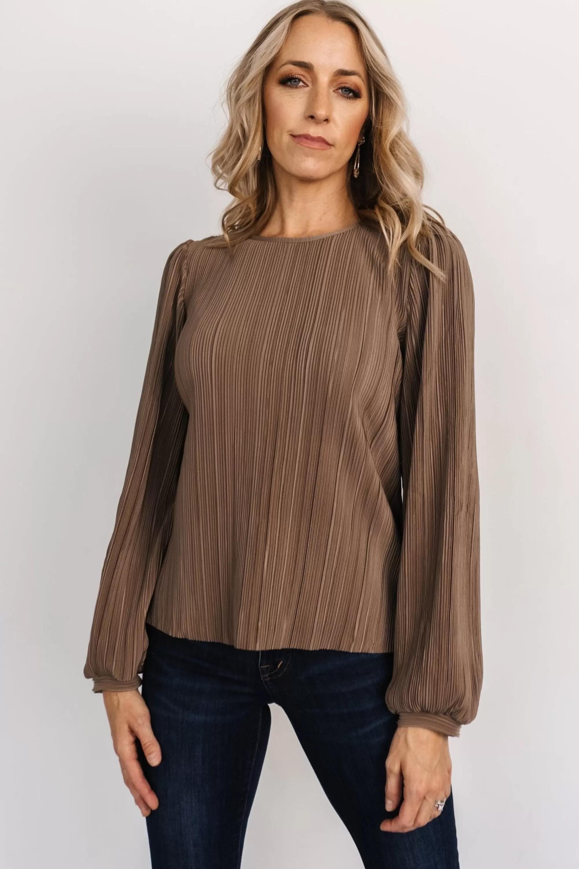 Baltic Born blouses + shirts | Jewel Pleated Top | Brown