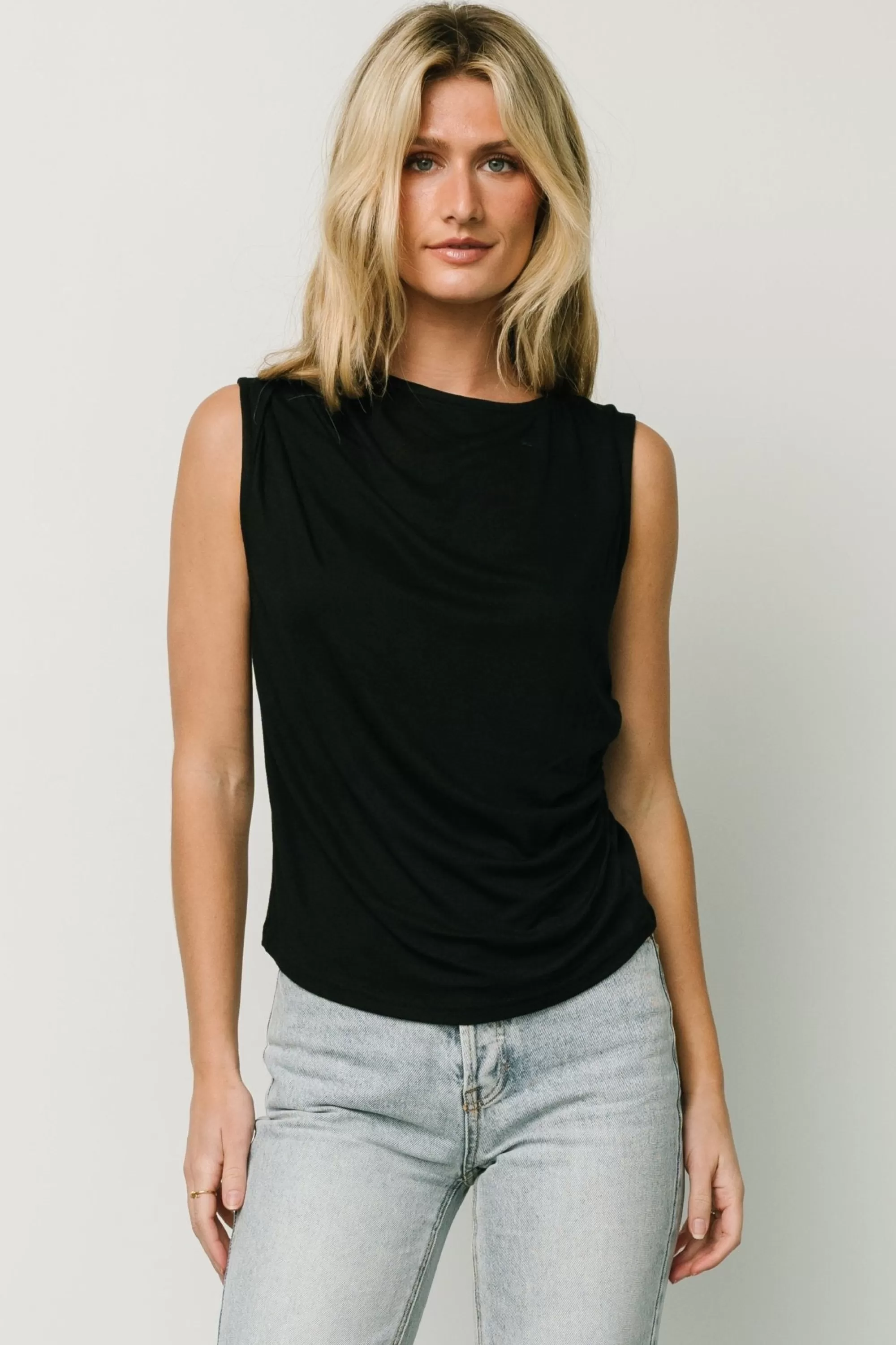 Baltic Born blouses + shirts | Jia Ruched Tank Top | Black