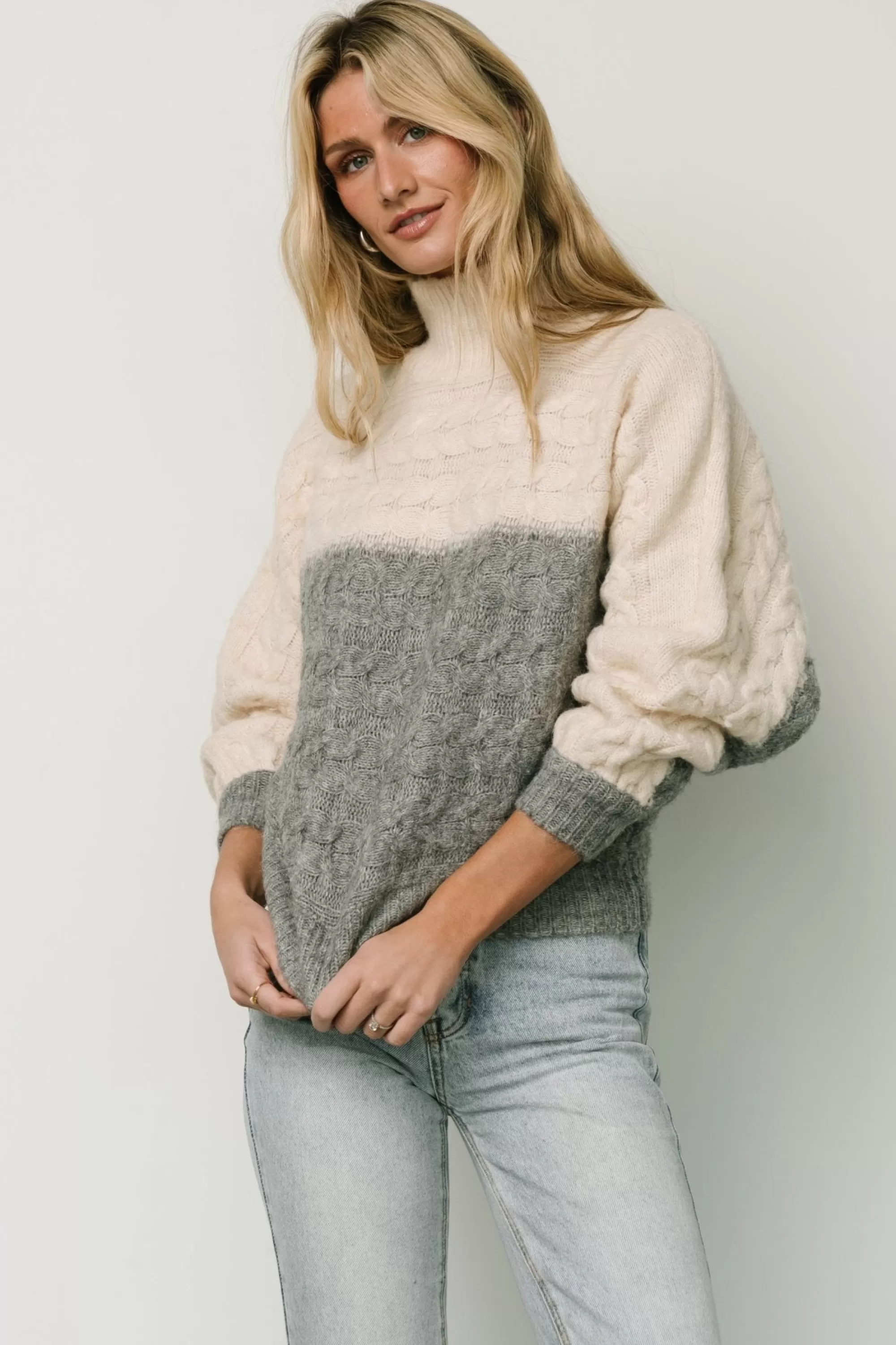 Baltic Born sweaters | Jody Knit Sweater | Ivory + Gray