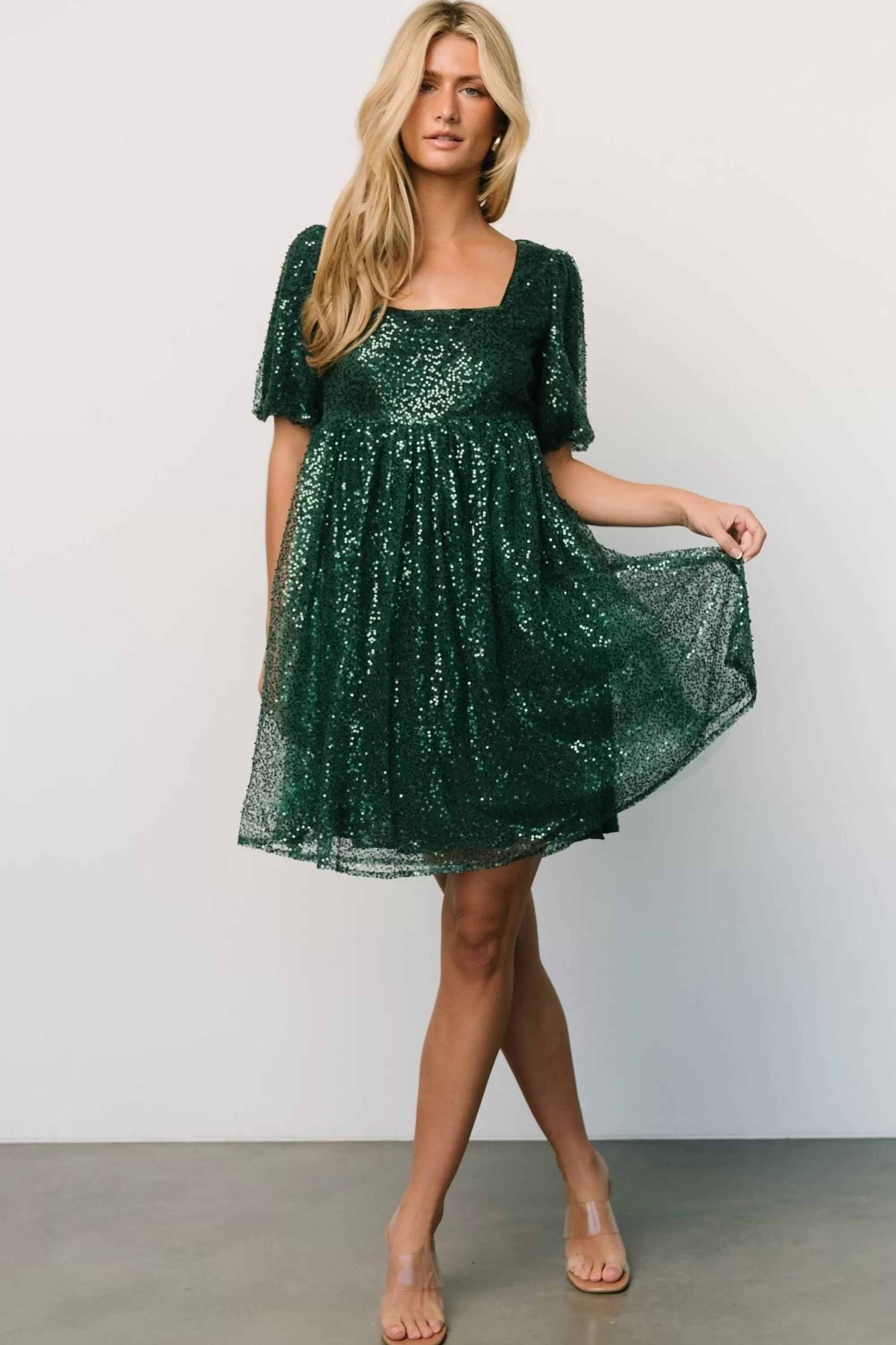 Baltic Born embellished + sequined | Joy Sequin Pearl Short Dress | Green