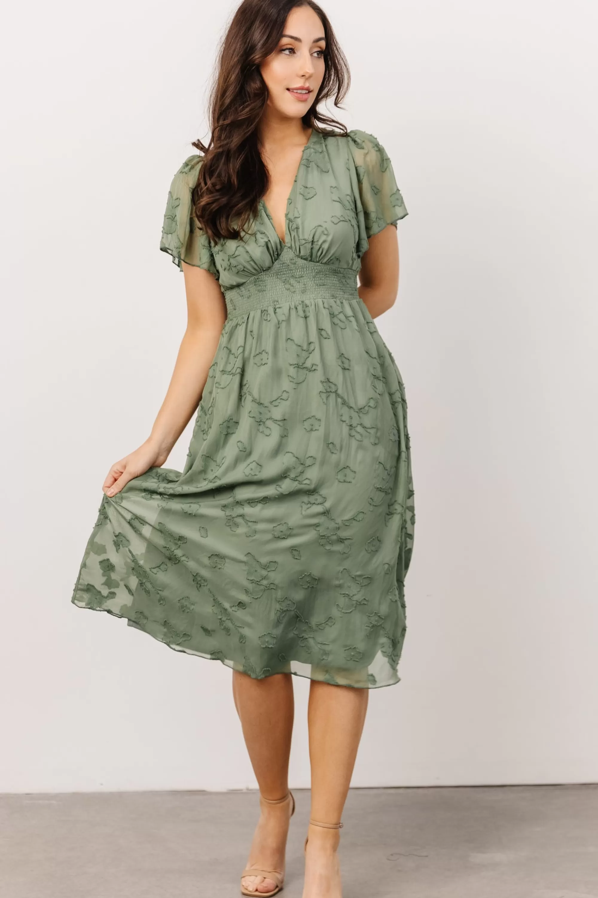 Baltic Born midi dresses | WEDDING SUITE | June Smocked Midi Dress | Green