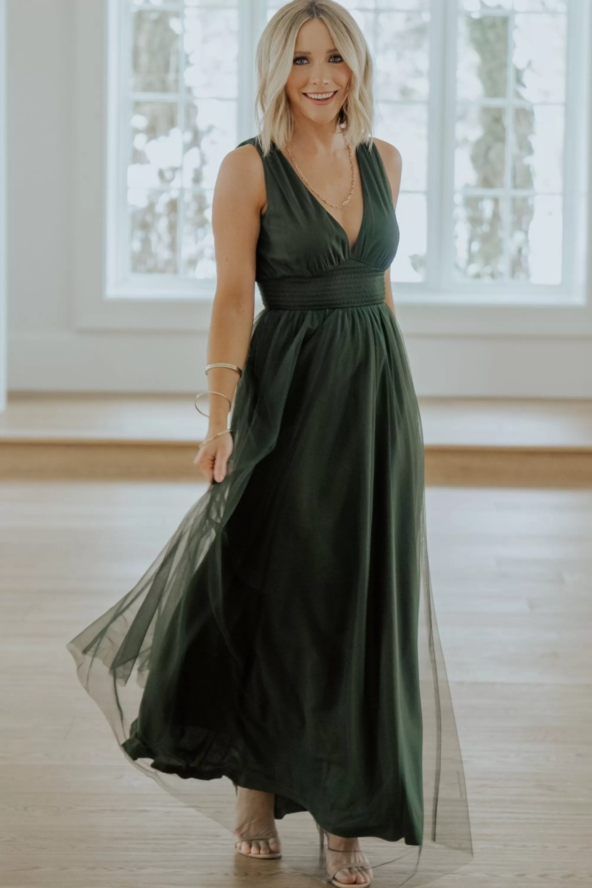 Baltic Born WEDDING SUITE | wedding guest | Kamila Tulle Maxi Dress | Juniper Green