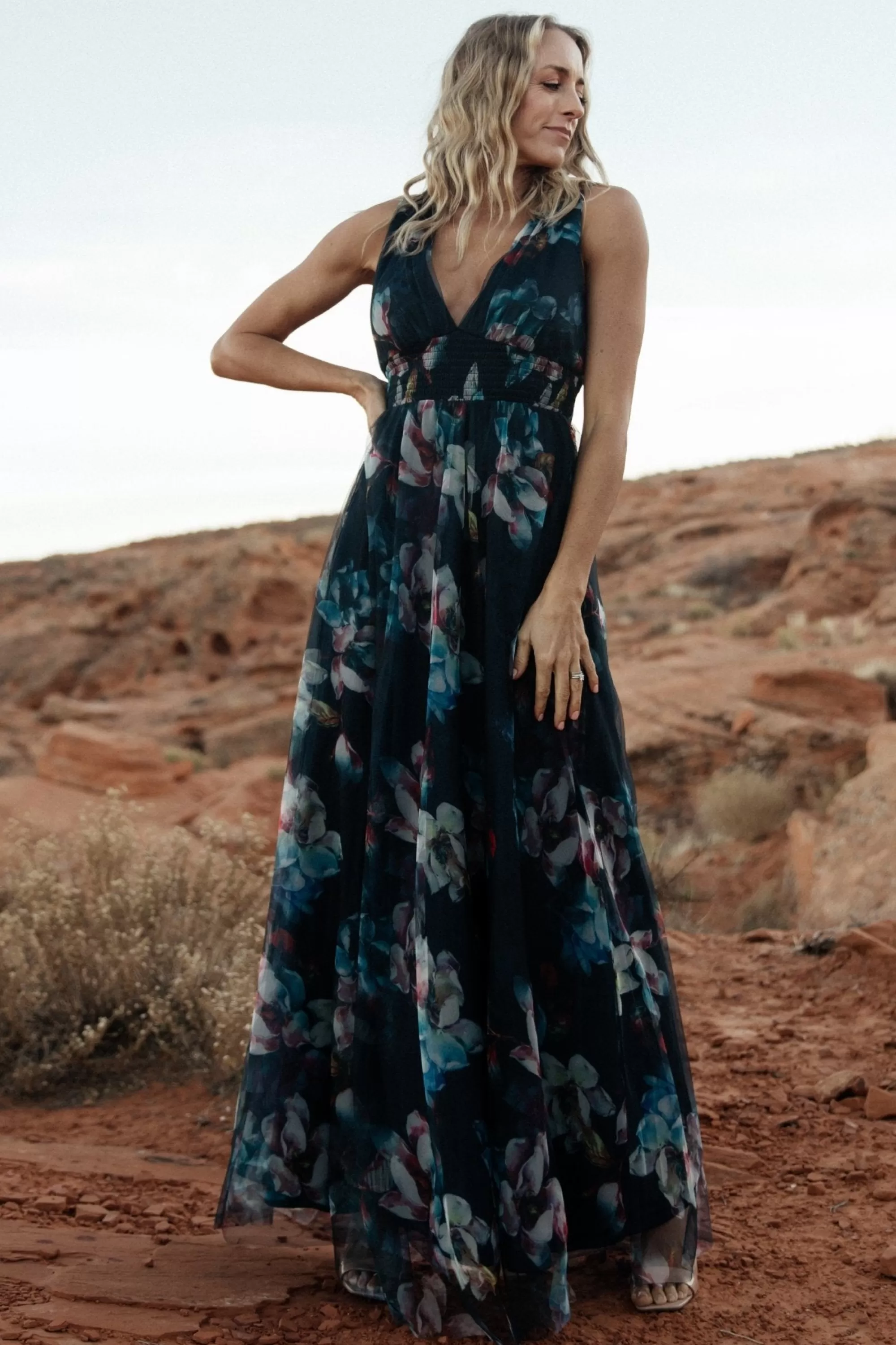 Baltic Born WEDDING SUITE | wedding guest | Kamila Tulle Maxi Dress | Navy Abstract Floral