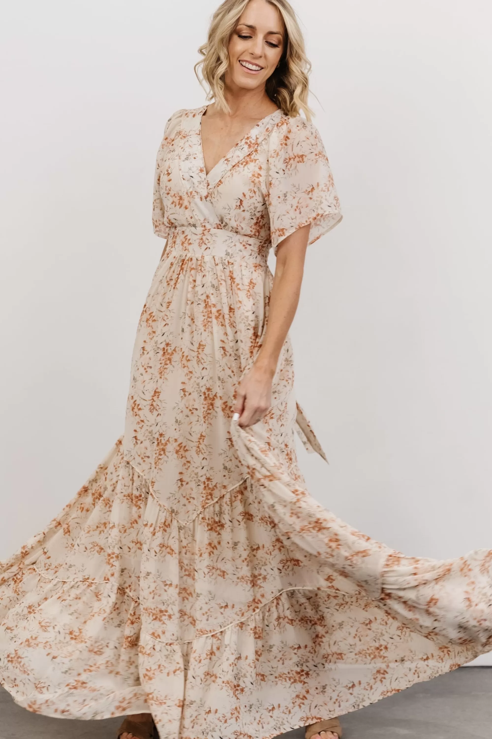 Baltic Born maxi dresses | bump friendly | Katherine Maxi Dress | Cream + Rust Floral