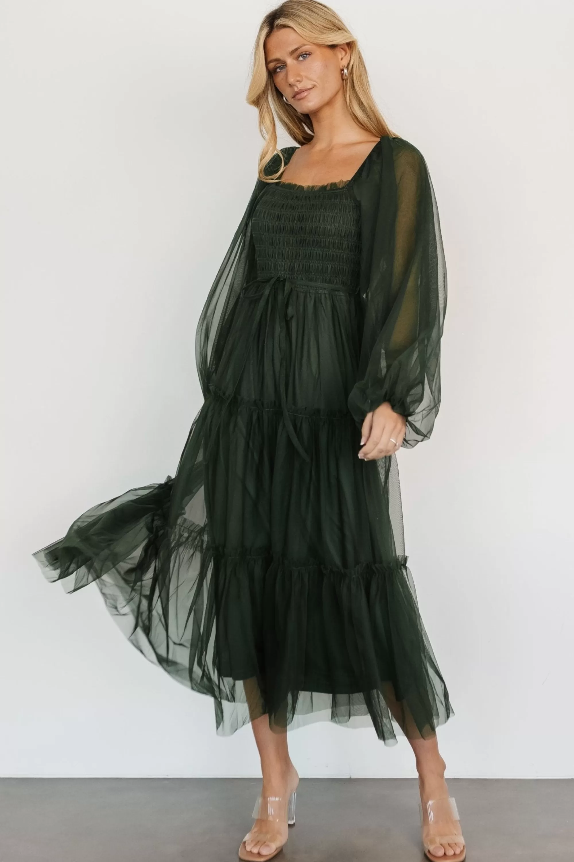 Baltic Born maxi dresses | WEDDING SUITE | Katrina Tulle Maxi Dress | Dark Green