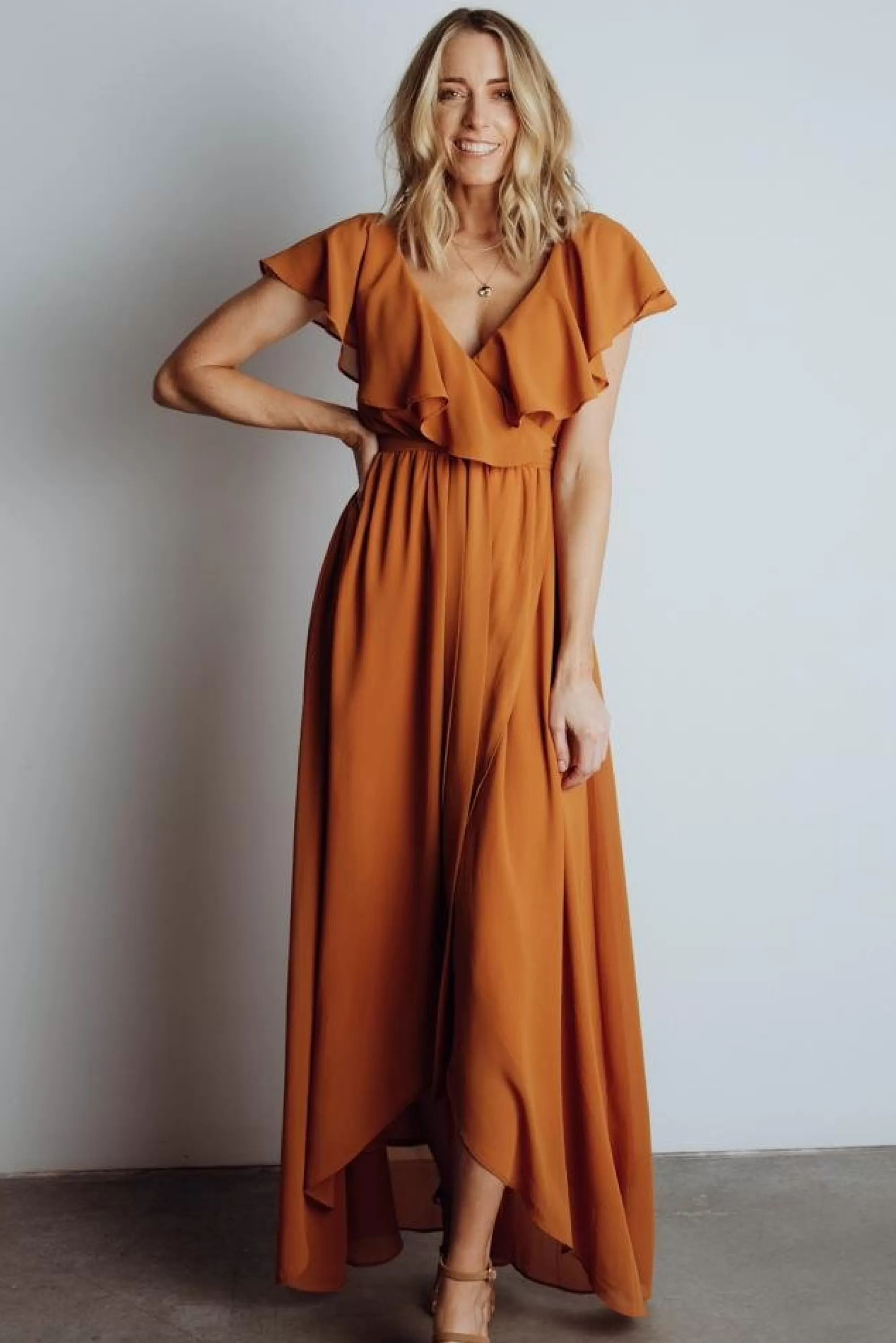 Baltic Born SALE | Katya Ruffle Maxi Dress | Amber