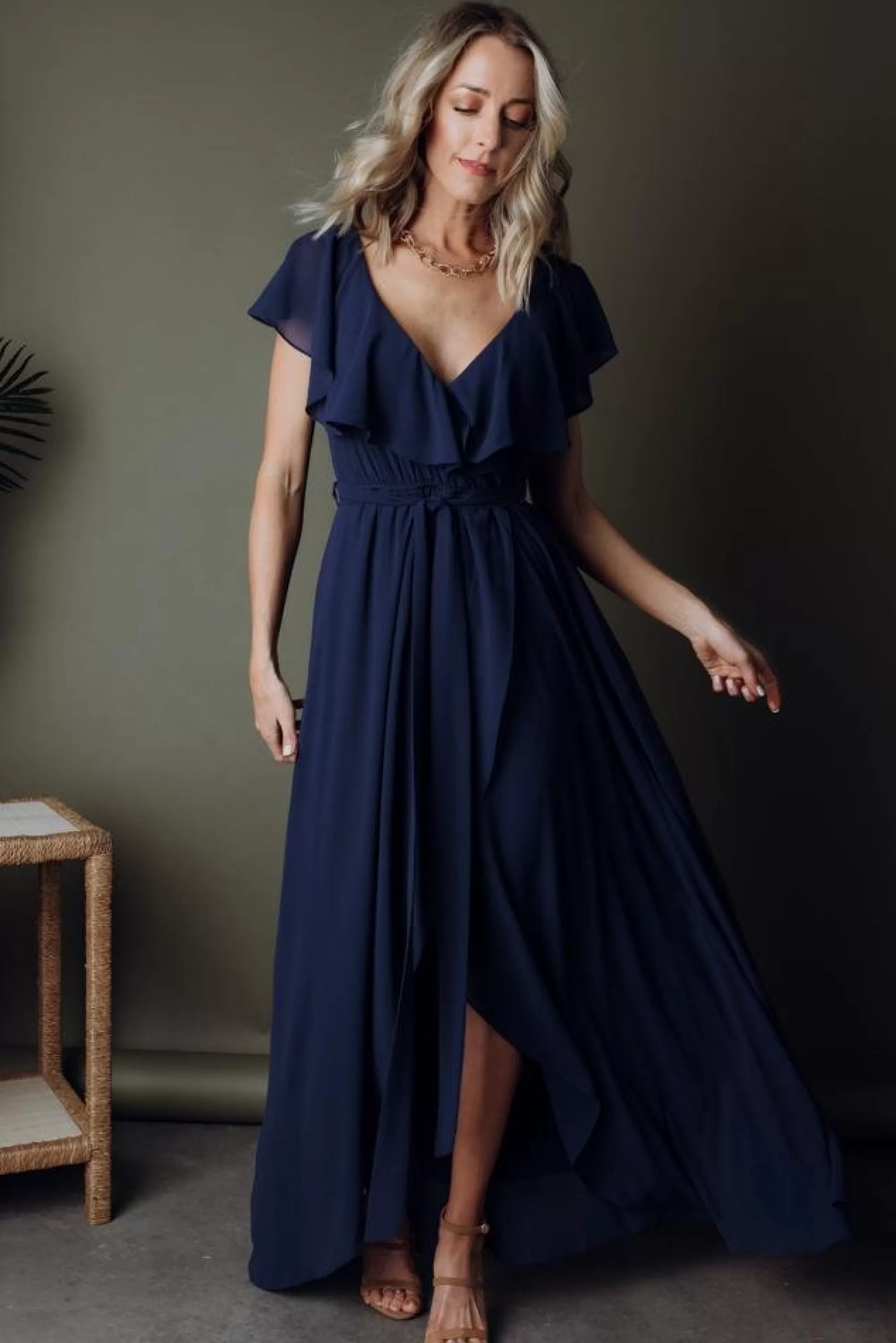 Baltic Born SALE | Katya Ruffle Maxi Dress | Navy