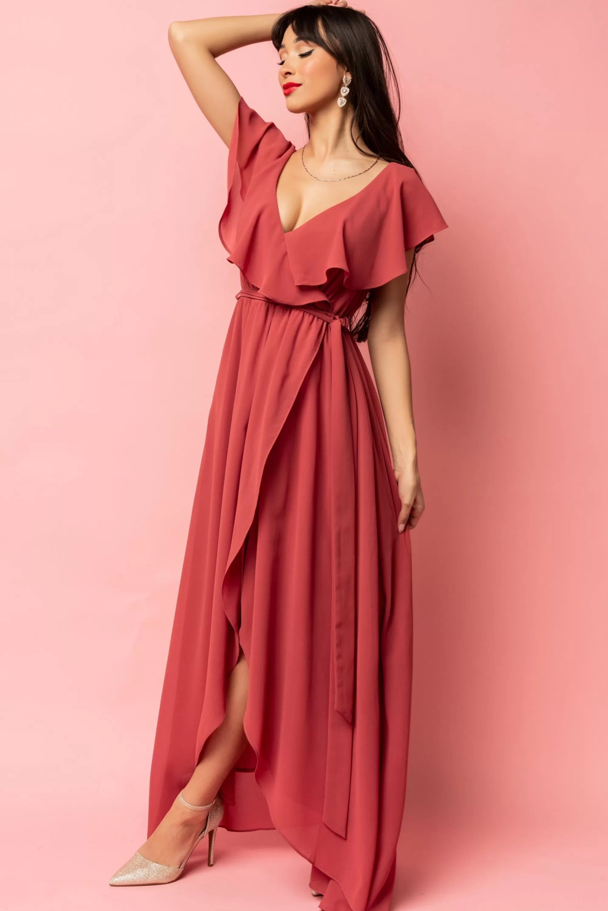 Baltic Born SALE | Katya Ruffle Maxi Dress | Rosewood