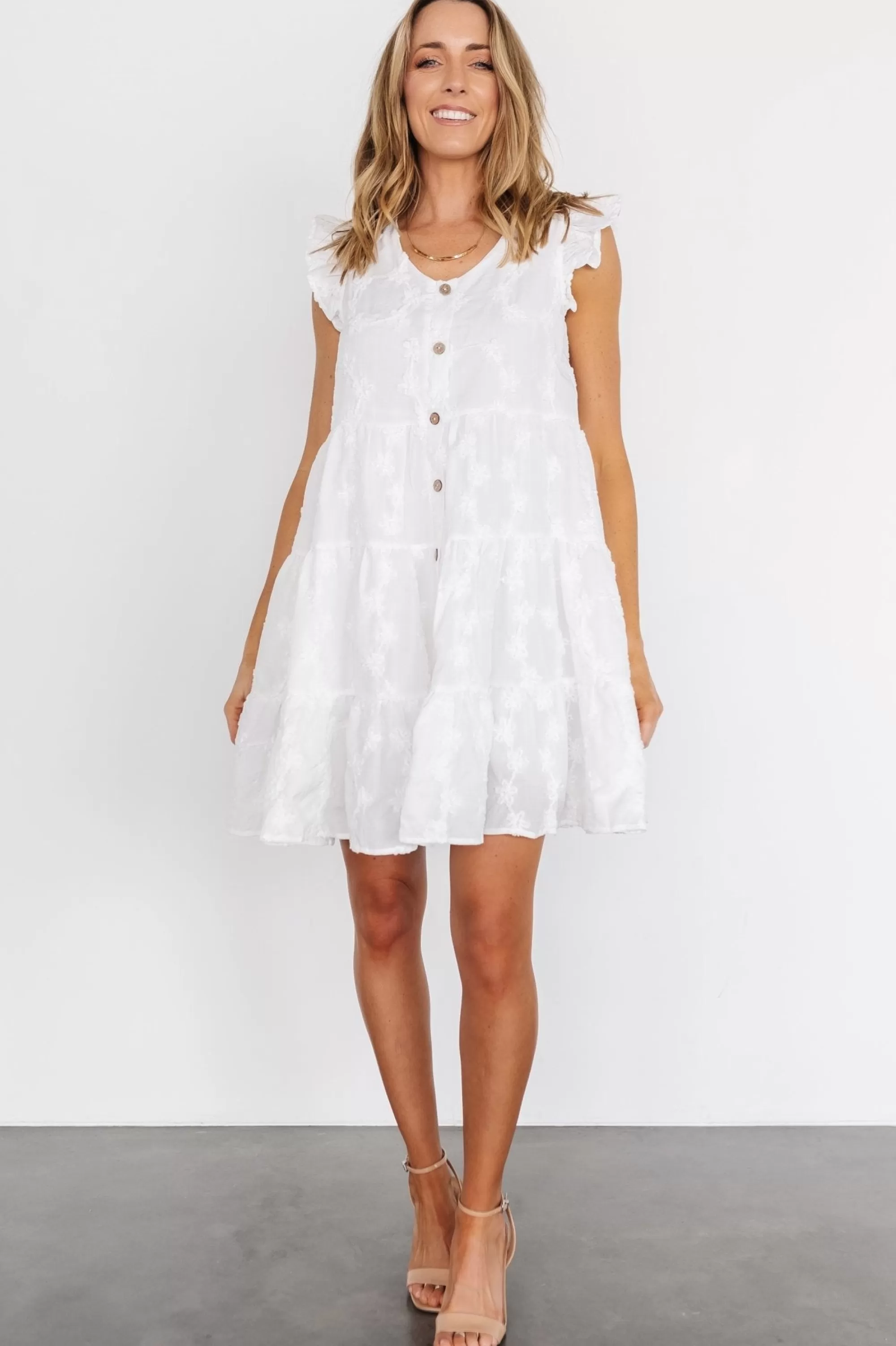 Baltic Born cover up | Kayla Button Up Short Dress | Off White