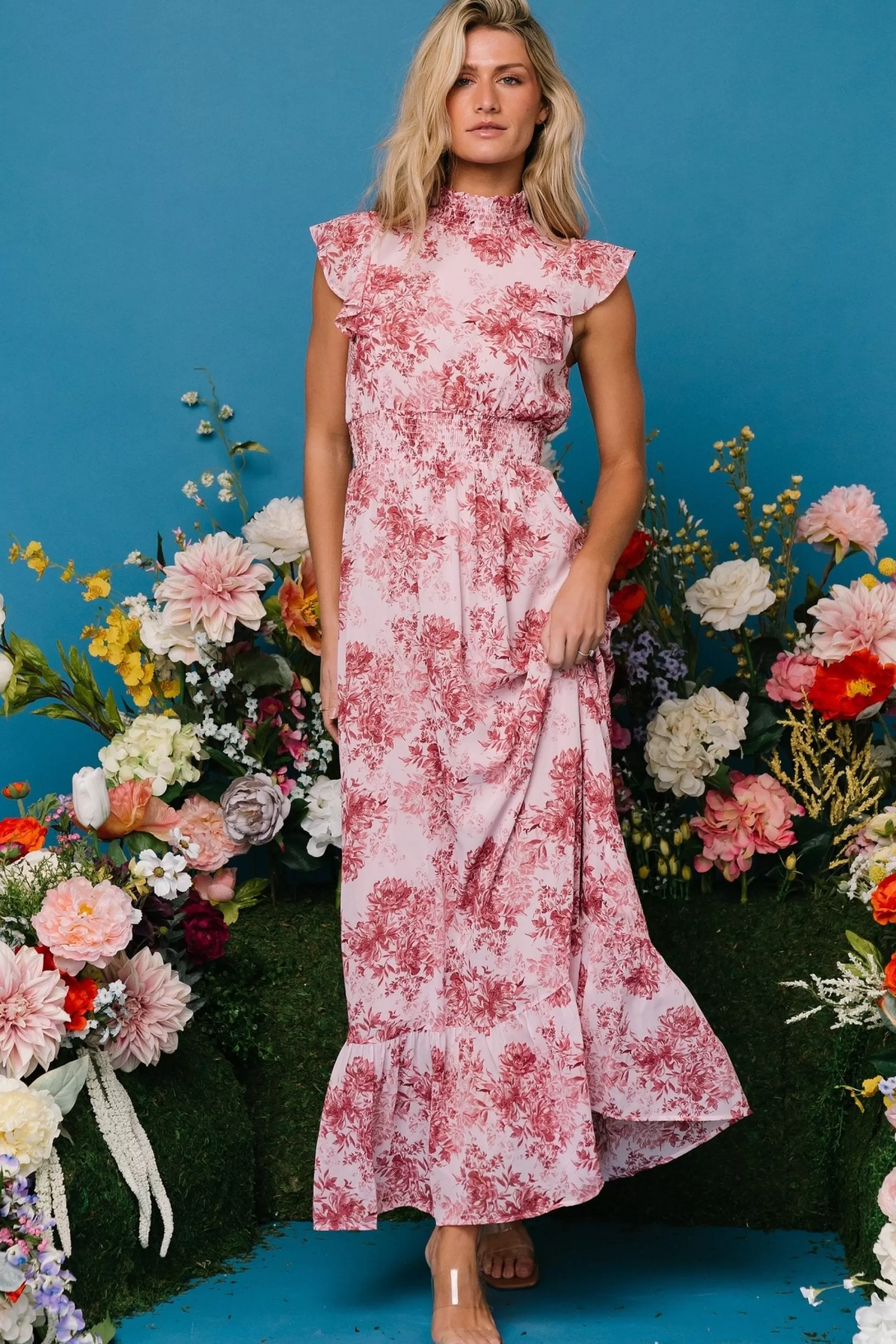 Baltic Born maxi dresses | WEDDING SUITE | Kearny Ruffle Maxi Dress | Pink Floral