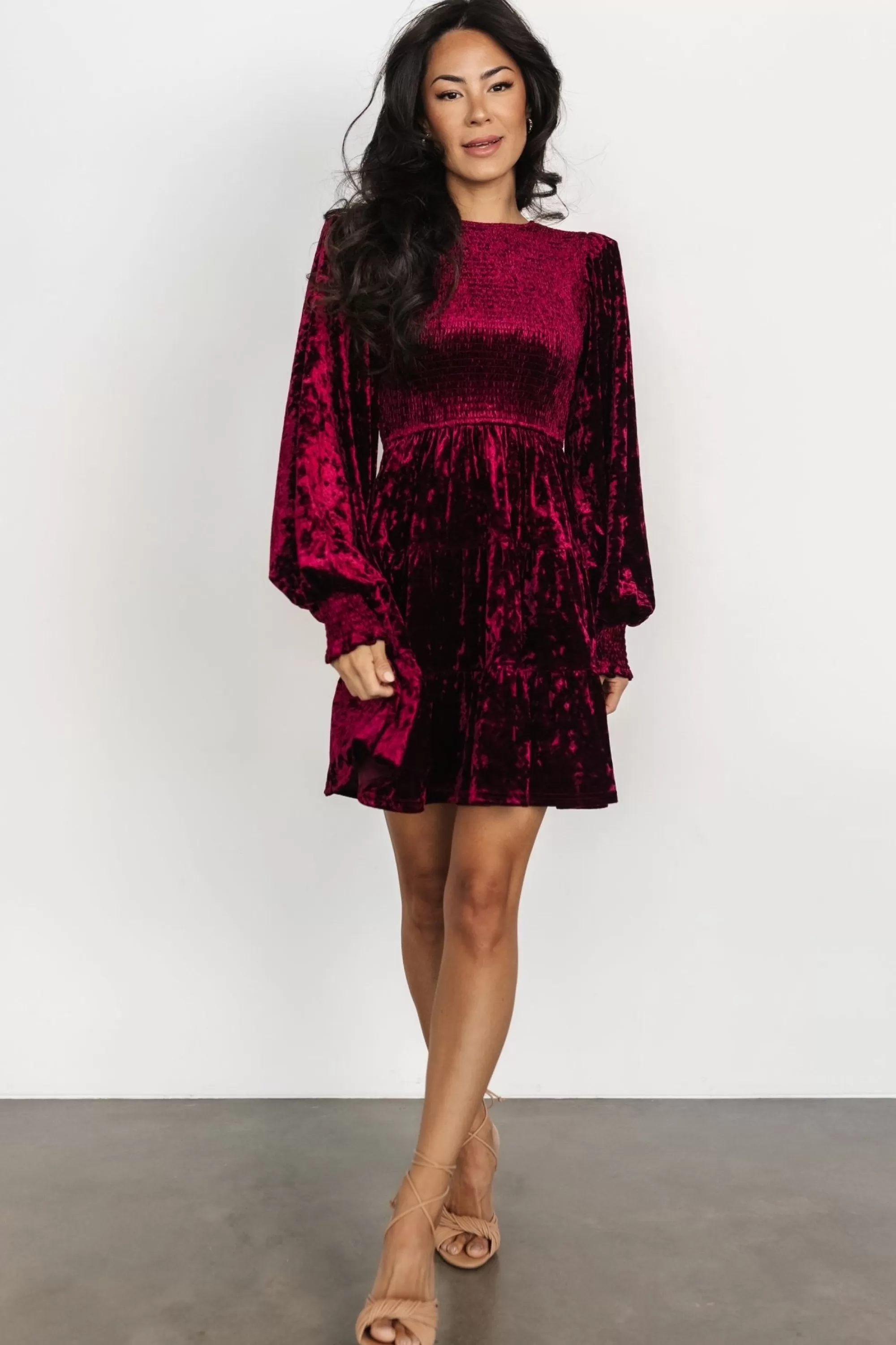 Baltic Born short dresses | WEDDING SUITE | Kele Crushed Velvet Mini Dress | Deep Berry