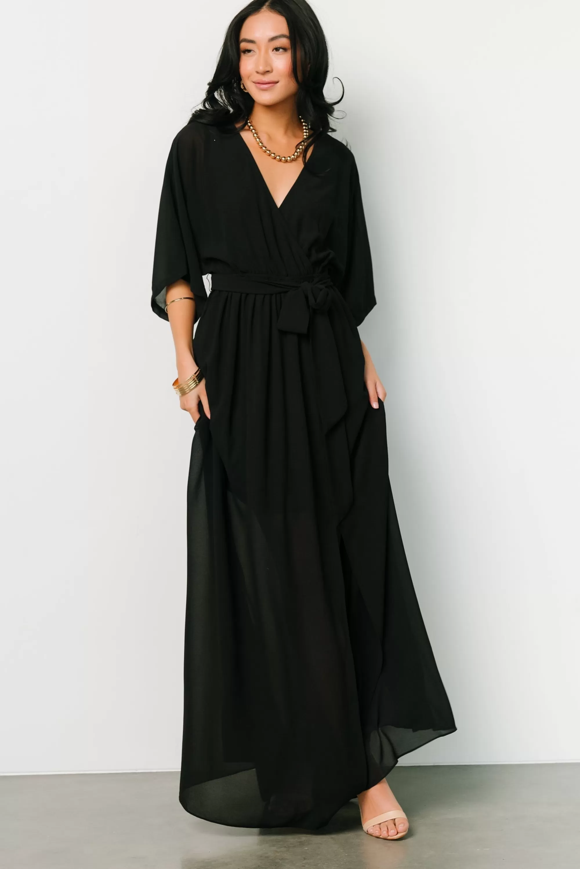 Baltic Born WEDDING SUITE | wedding guest | Kia Kimono Maxi Dress | Black