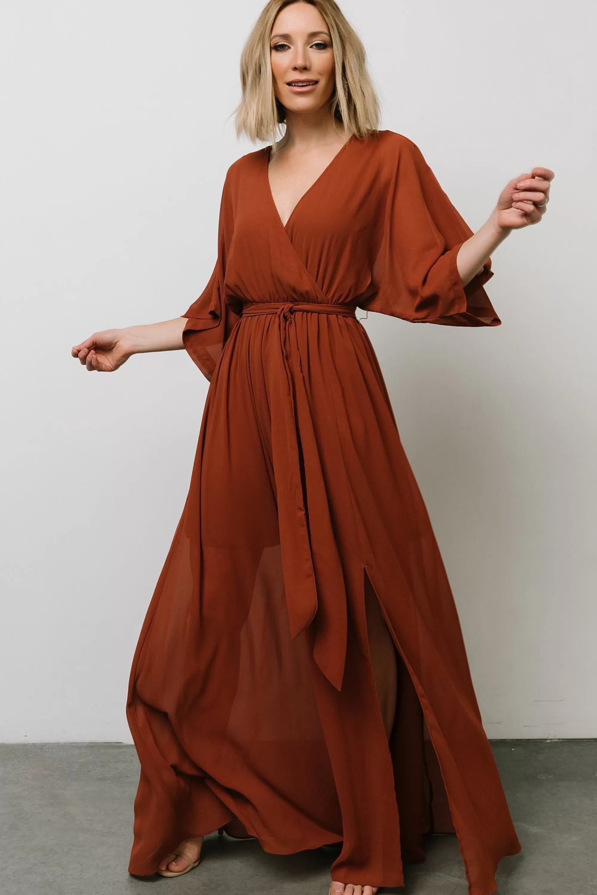 Baltic Born WEDDING SUITE | wedding guest | Kia Kimono Maxi Dress | Rust