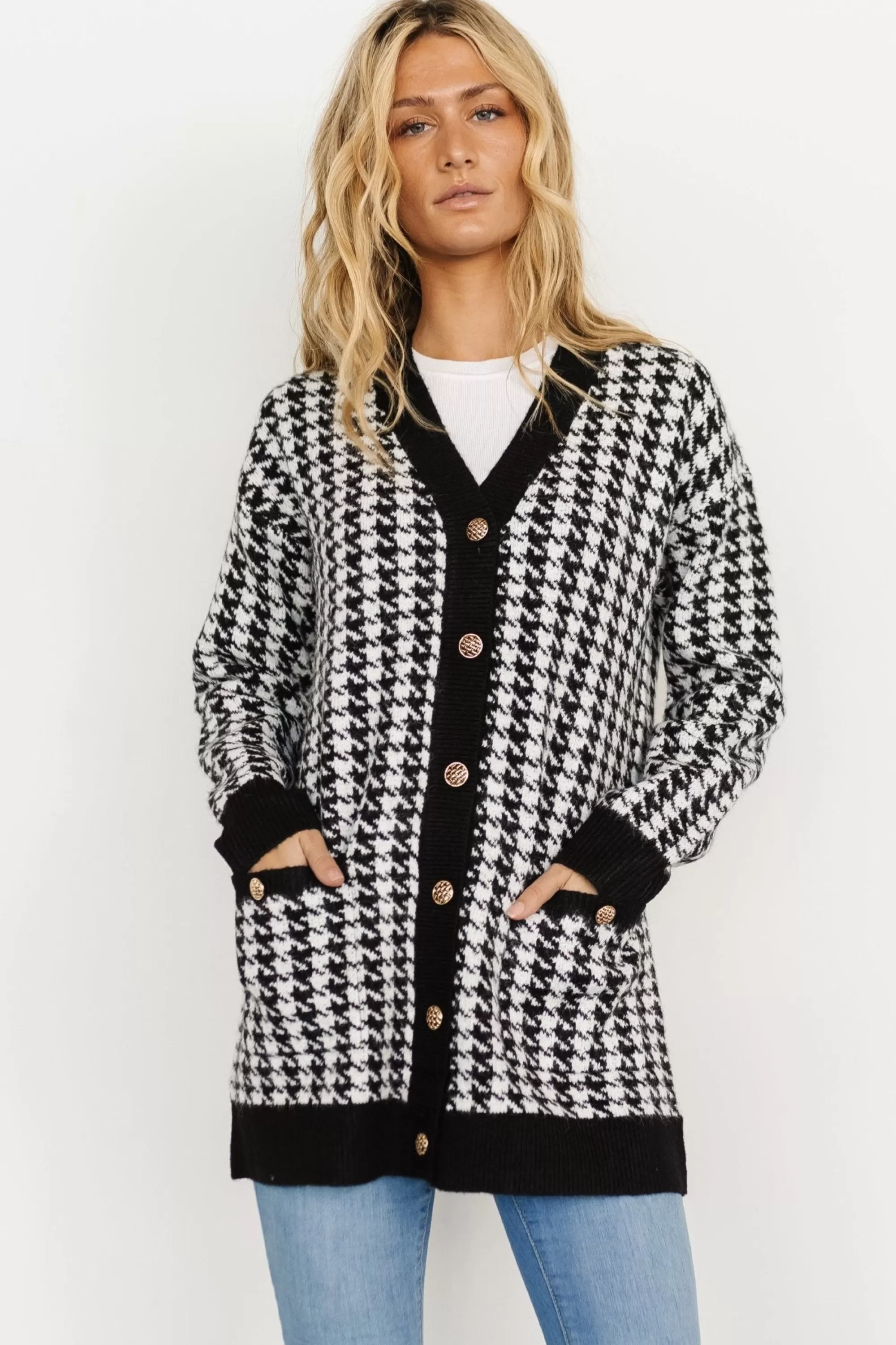 Baltic Born cardigans | Kimball Houndstooth Cardigan | Black + White