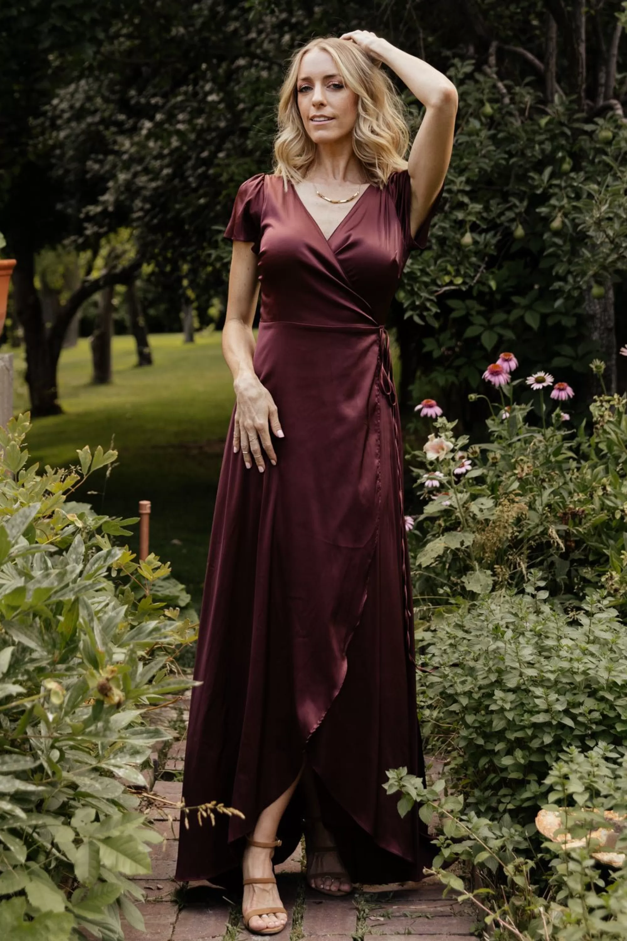 Baltic Born WEDDING SUITE | wedding guest | Krystal Satin Wrap Gown | Dark Clove