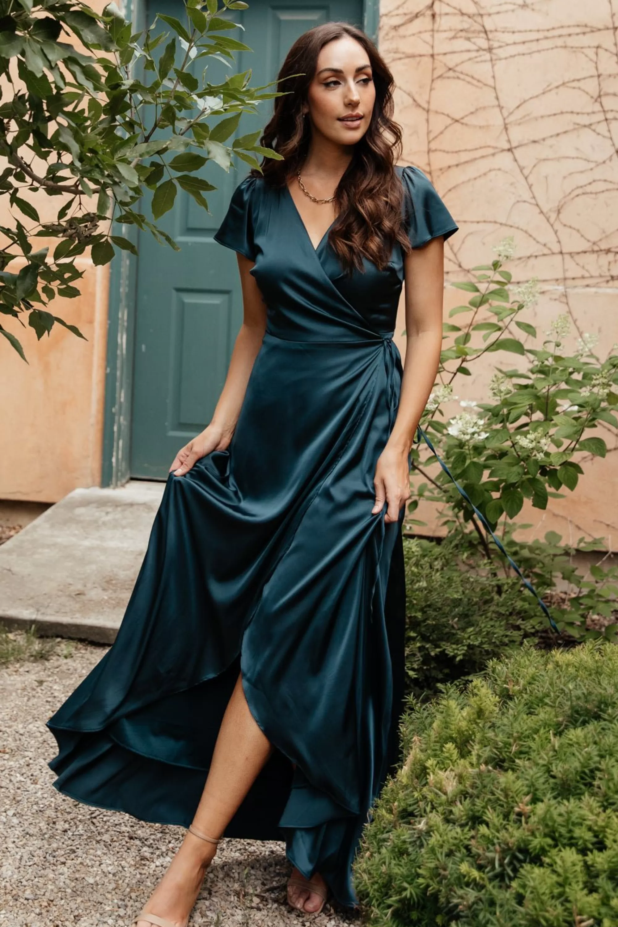 Baltic Born WEDDING SUITE | wedding guest | Krystal Satin Wrap Gown | Deep Blue