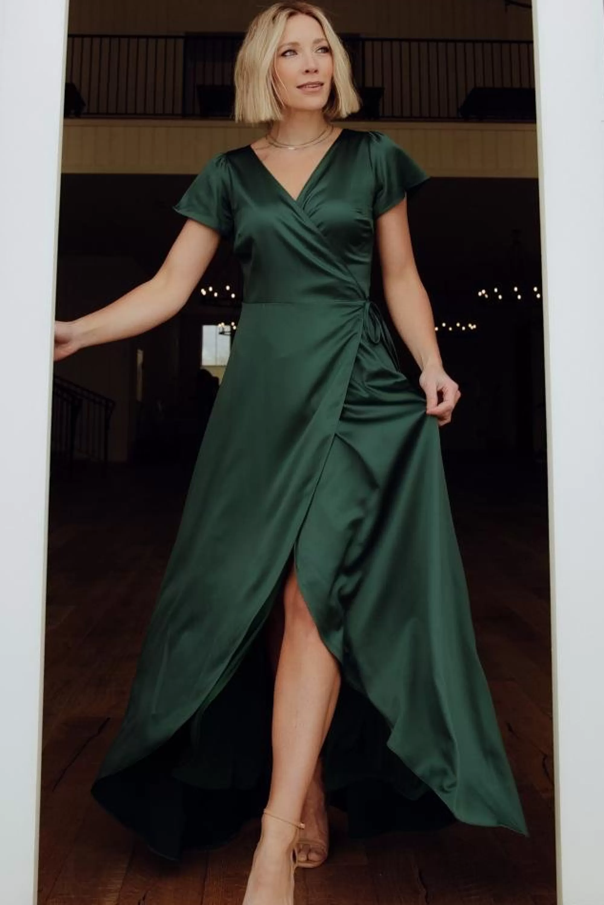 Baltic Born WEDDING SUITE | wedding guest | Krystal Satin Wrap Gown | Green