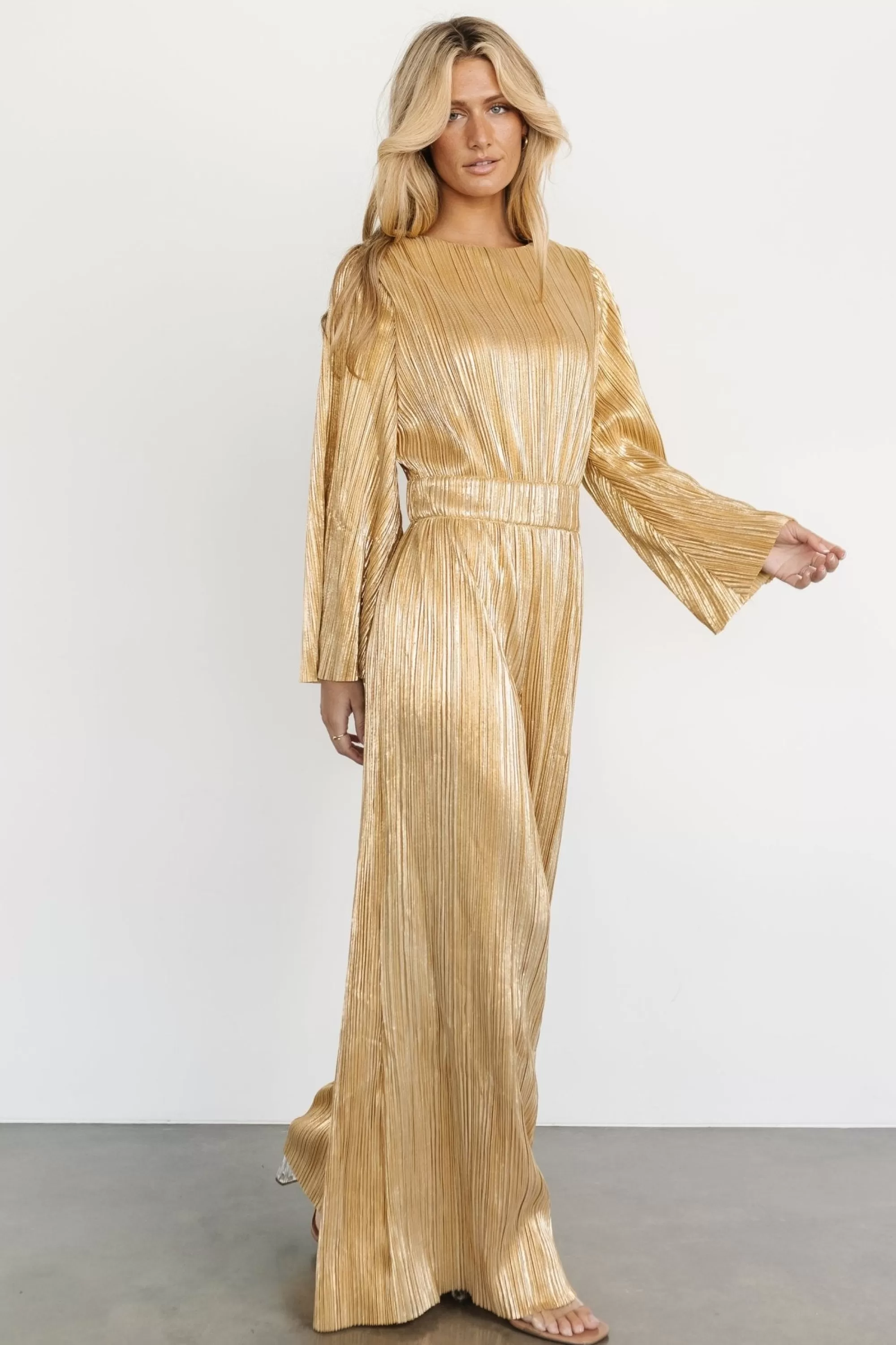 Baltic Born JUMPSUITS + ROMPERS | La Rambla Pleated Jumpsuit | Gold