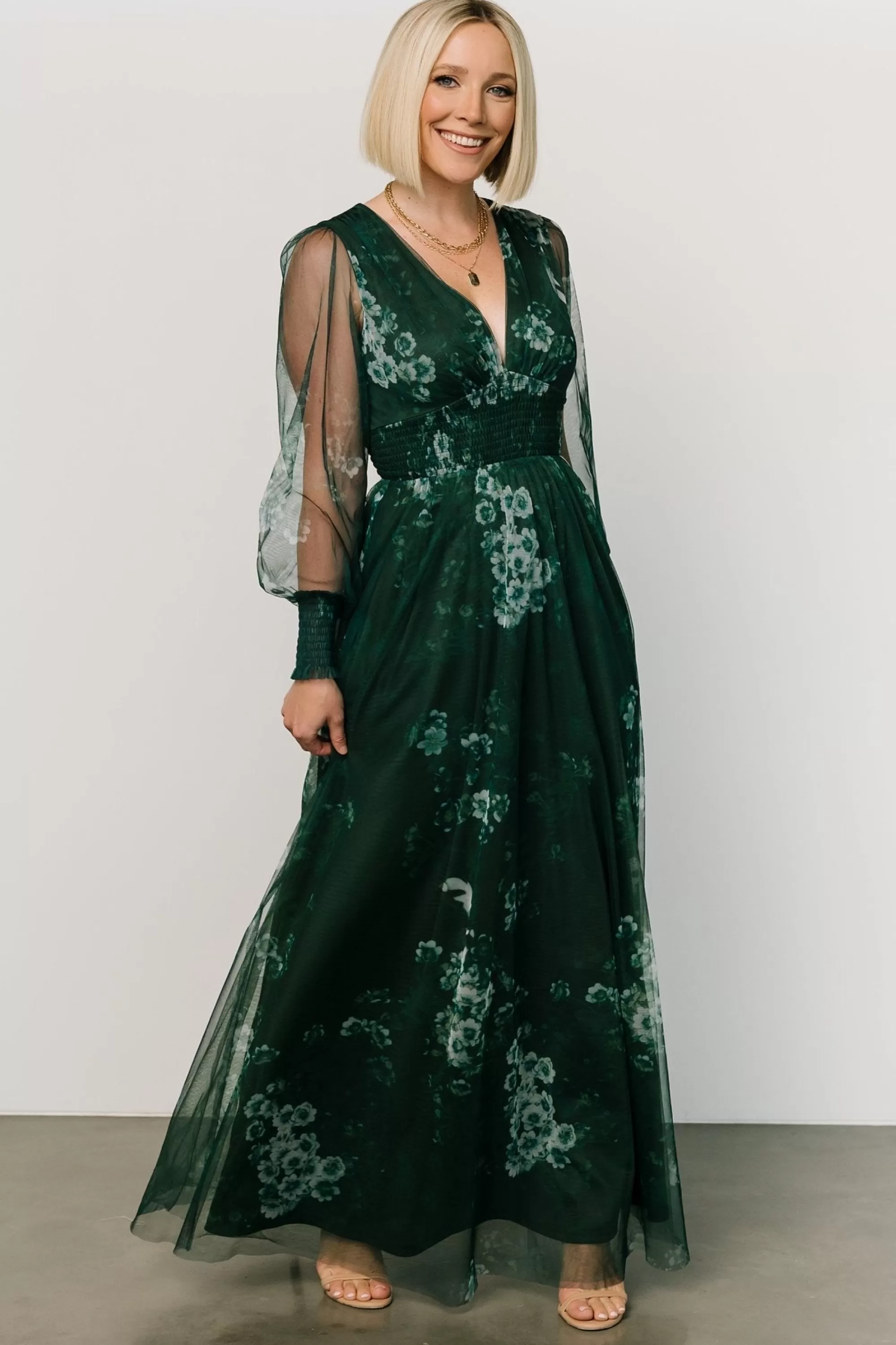 Baltic Born DRESSES | maxi dresses | Layla Tulle Maxi Dress | Dark Green Multi