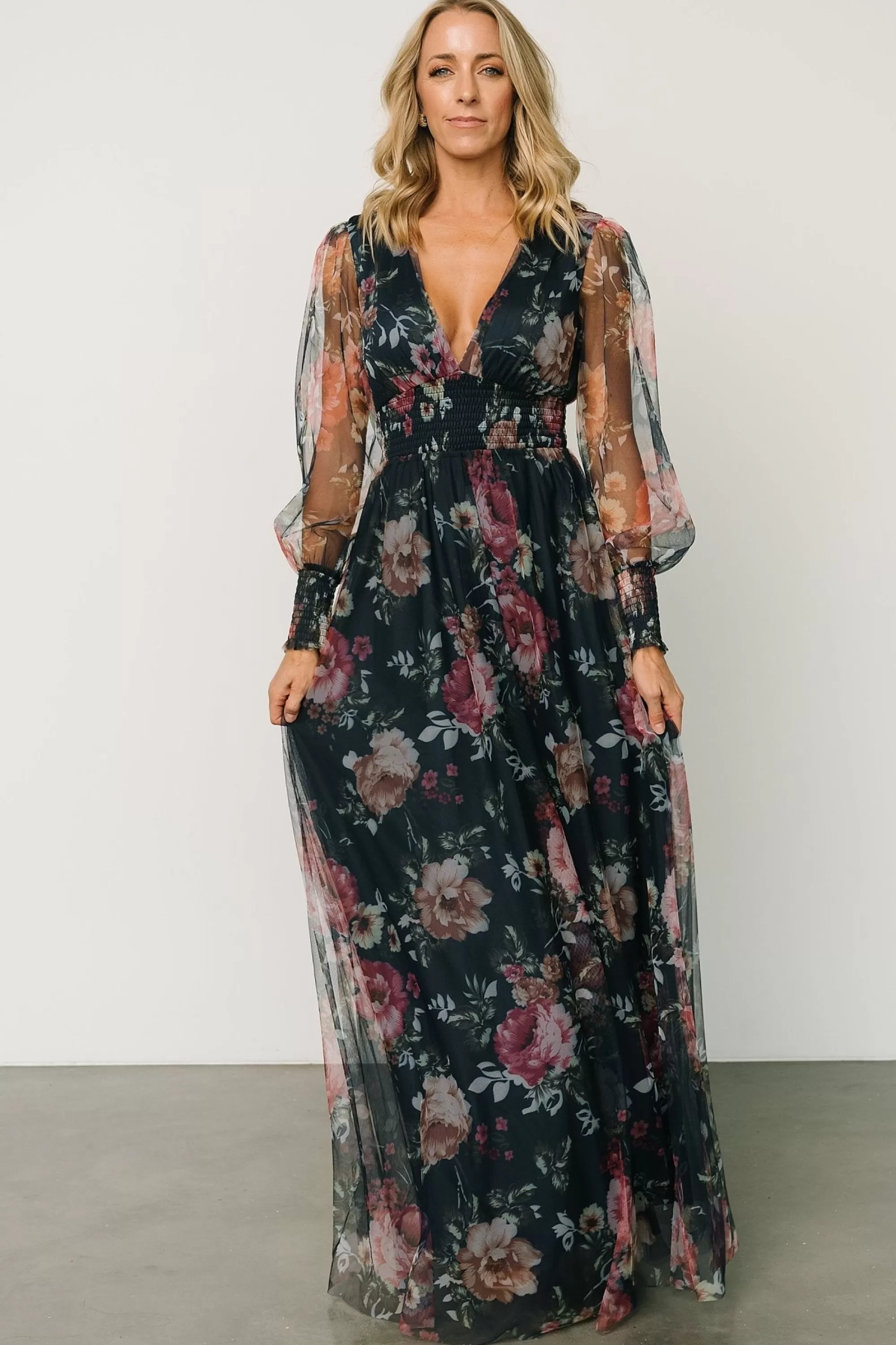 Baltic Born DRESSES | maxi dresses | Layla Tulle Maxi Dress | Garden Navy Floral