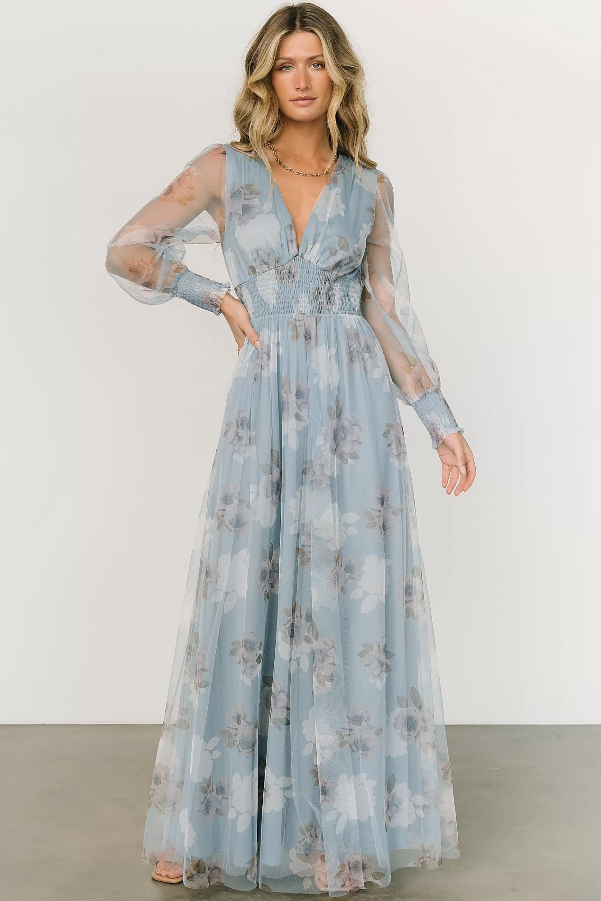 Baltic Born DRESSES | maxi dresses | Layla Tulle Maxi Dress | Light Blue Floral